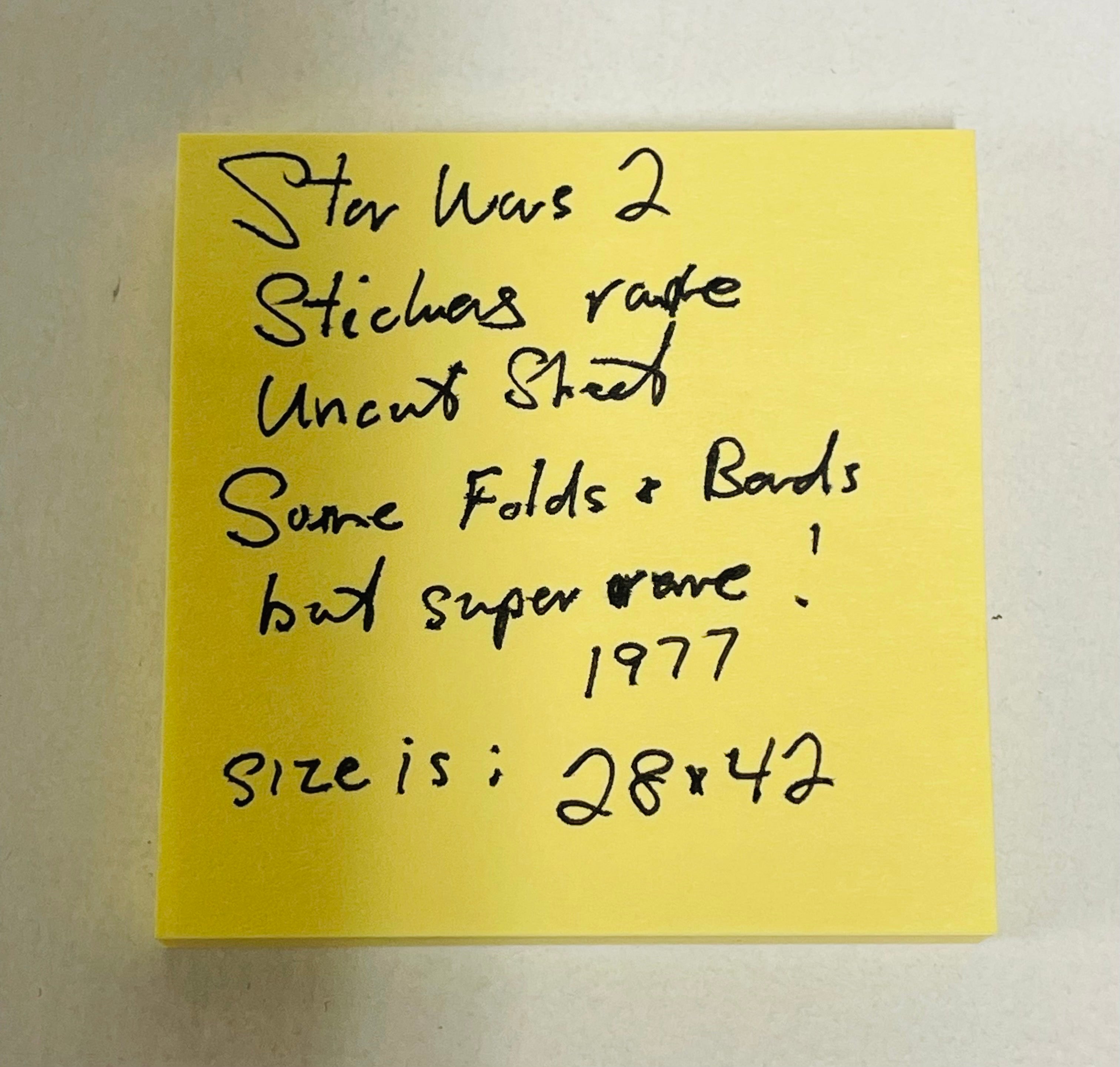 Star Wars movie Topps series 2 original uncut stickers sheet 1977