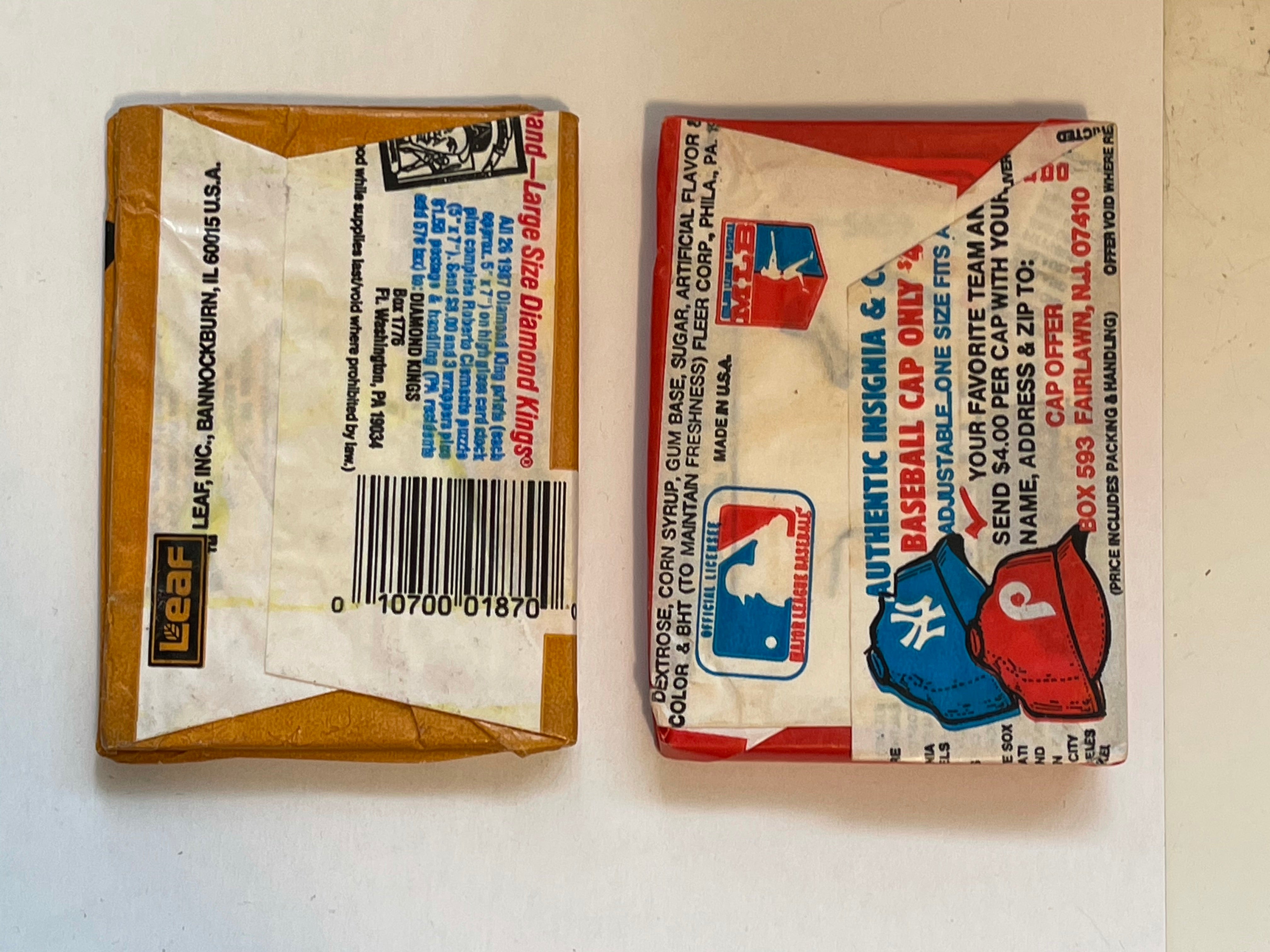 1981 and 1987 two baseball cards vintage sealed cards packs