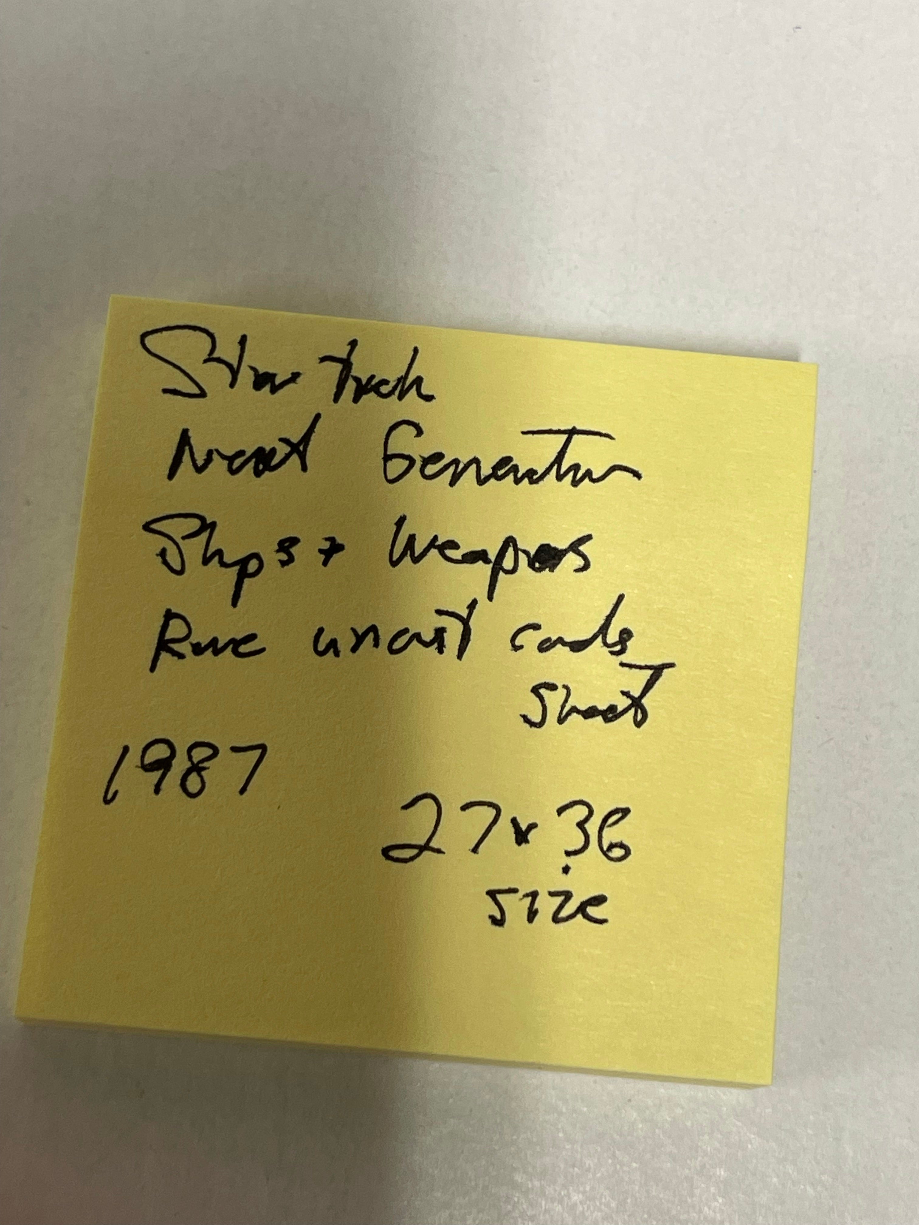 Star Trek Next Generation rare ships and weapons uncut cards sheet 1987