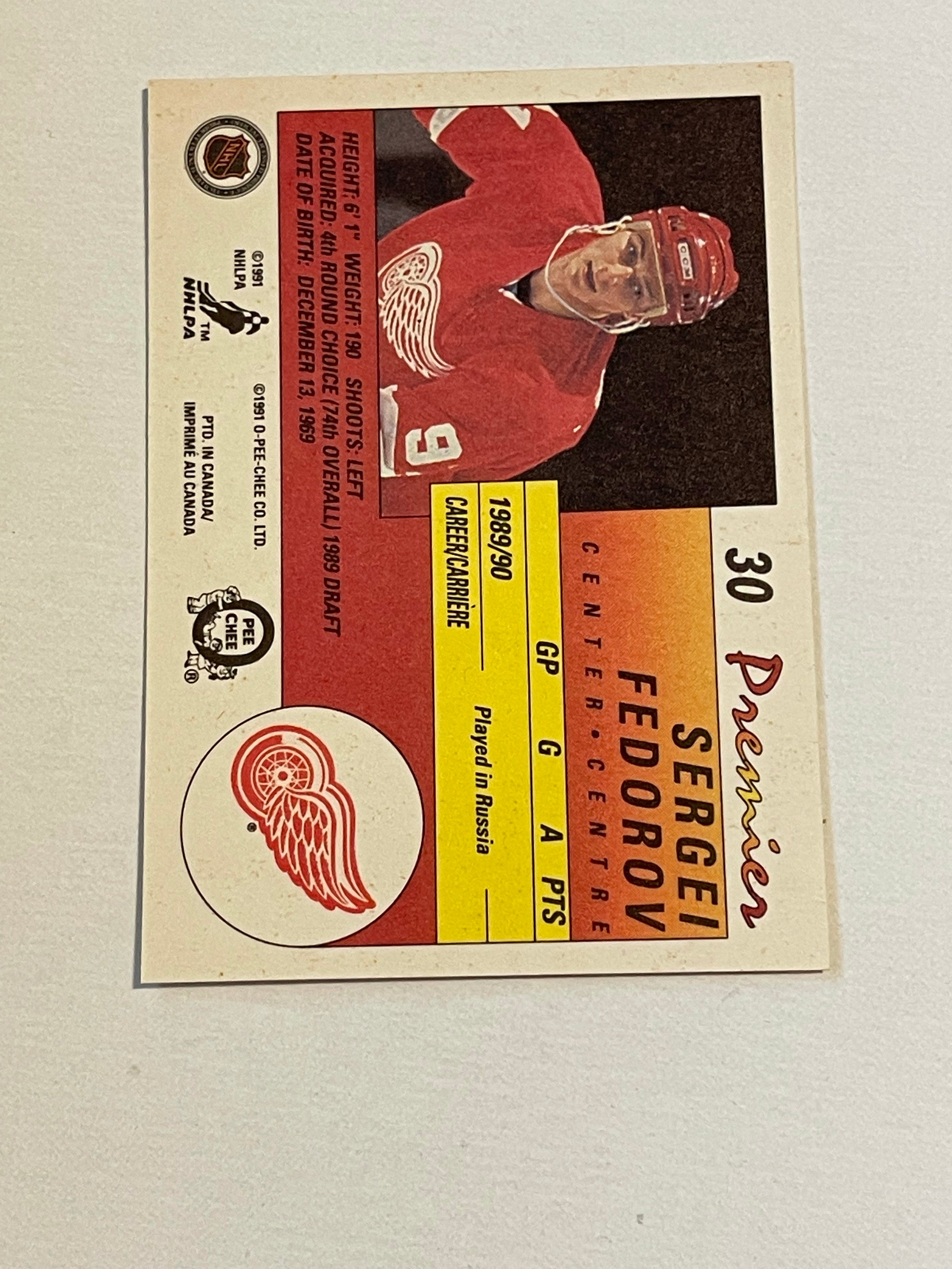 Sergei Federov rare autograph opc premiere rookie hockey card with COA