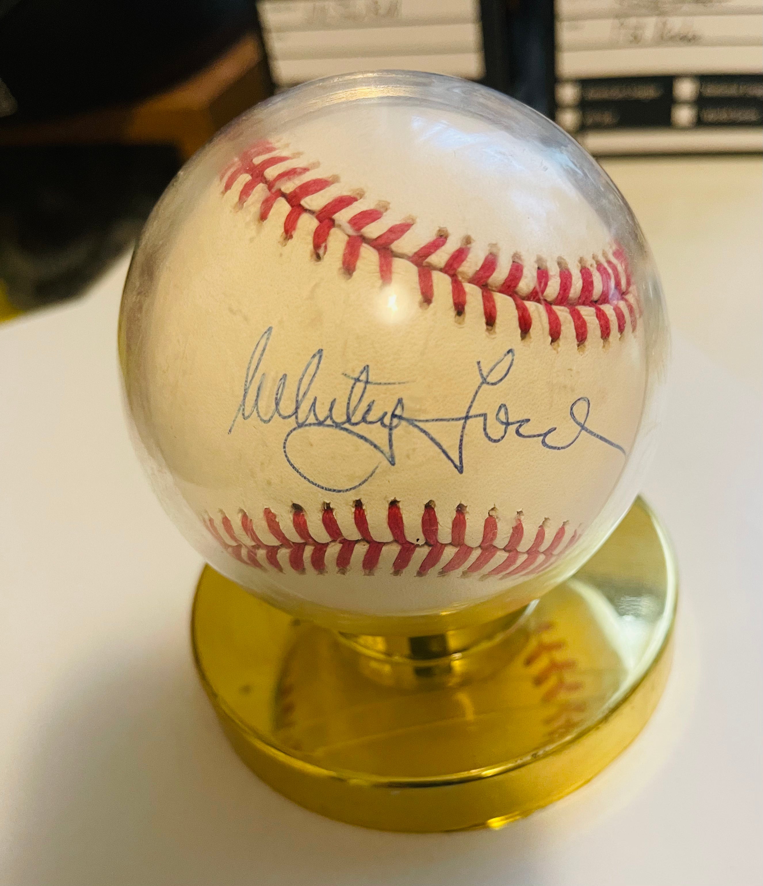 Whitey Ford autographed baseball with COA and holder