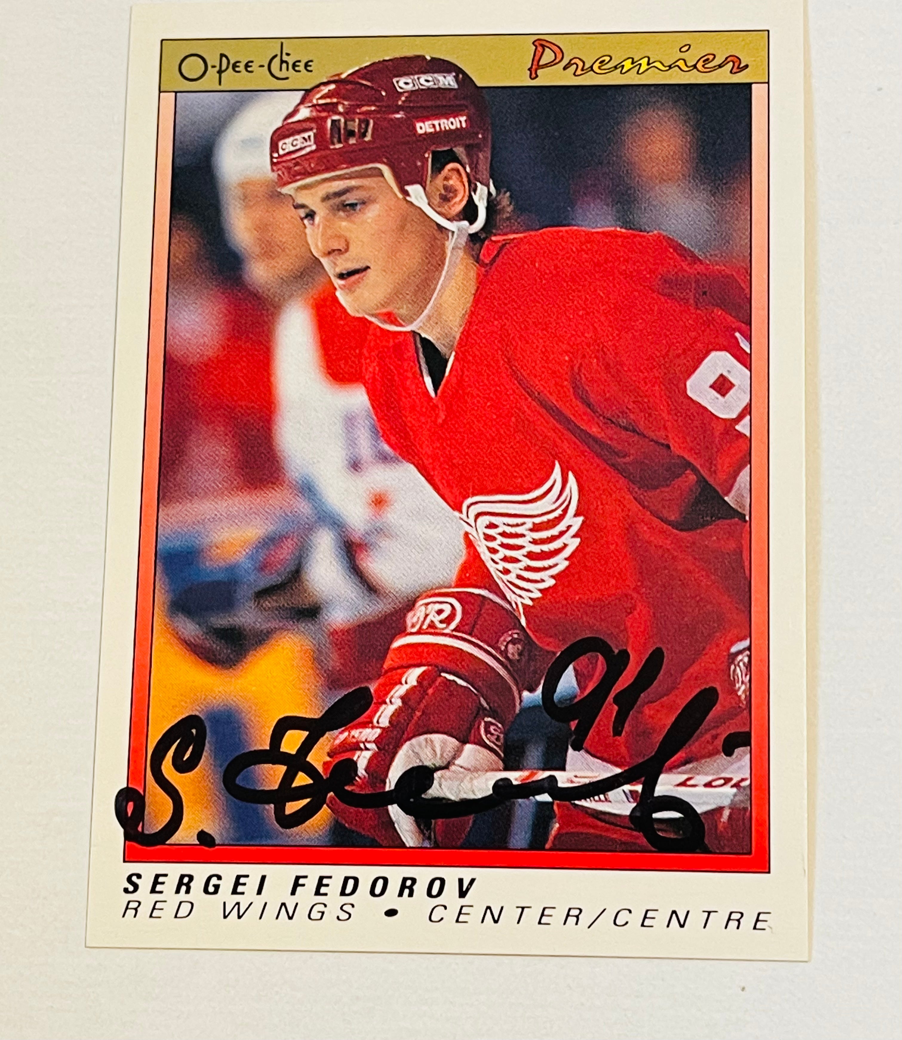Sergei Federov rare autograph opc premiere rookie hockey card with COA