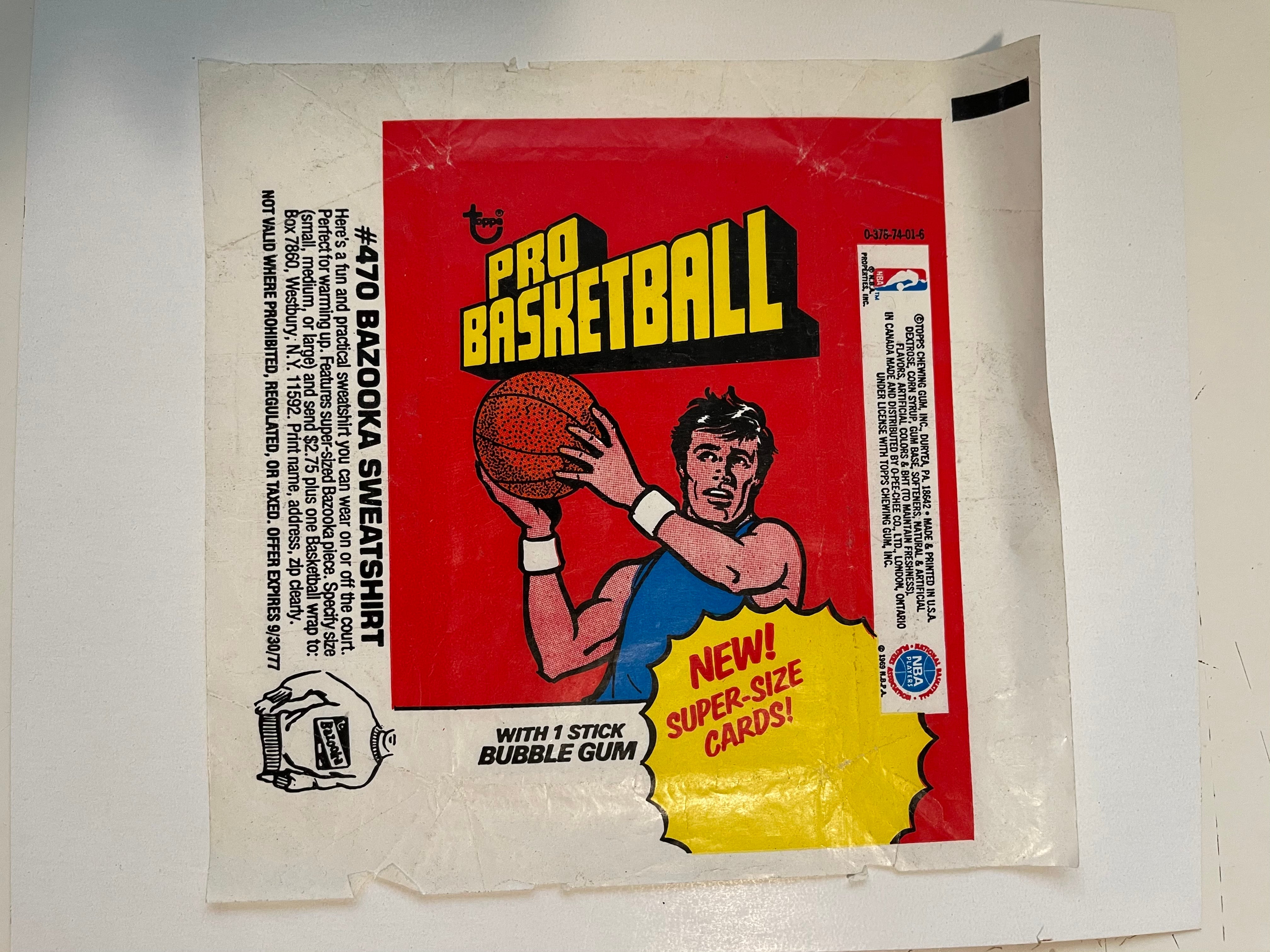 1976/77 NBA rare vintage basketball cards wrapper