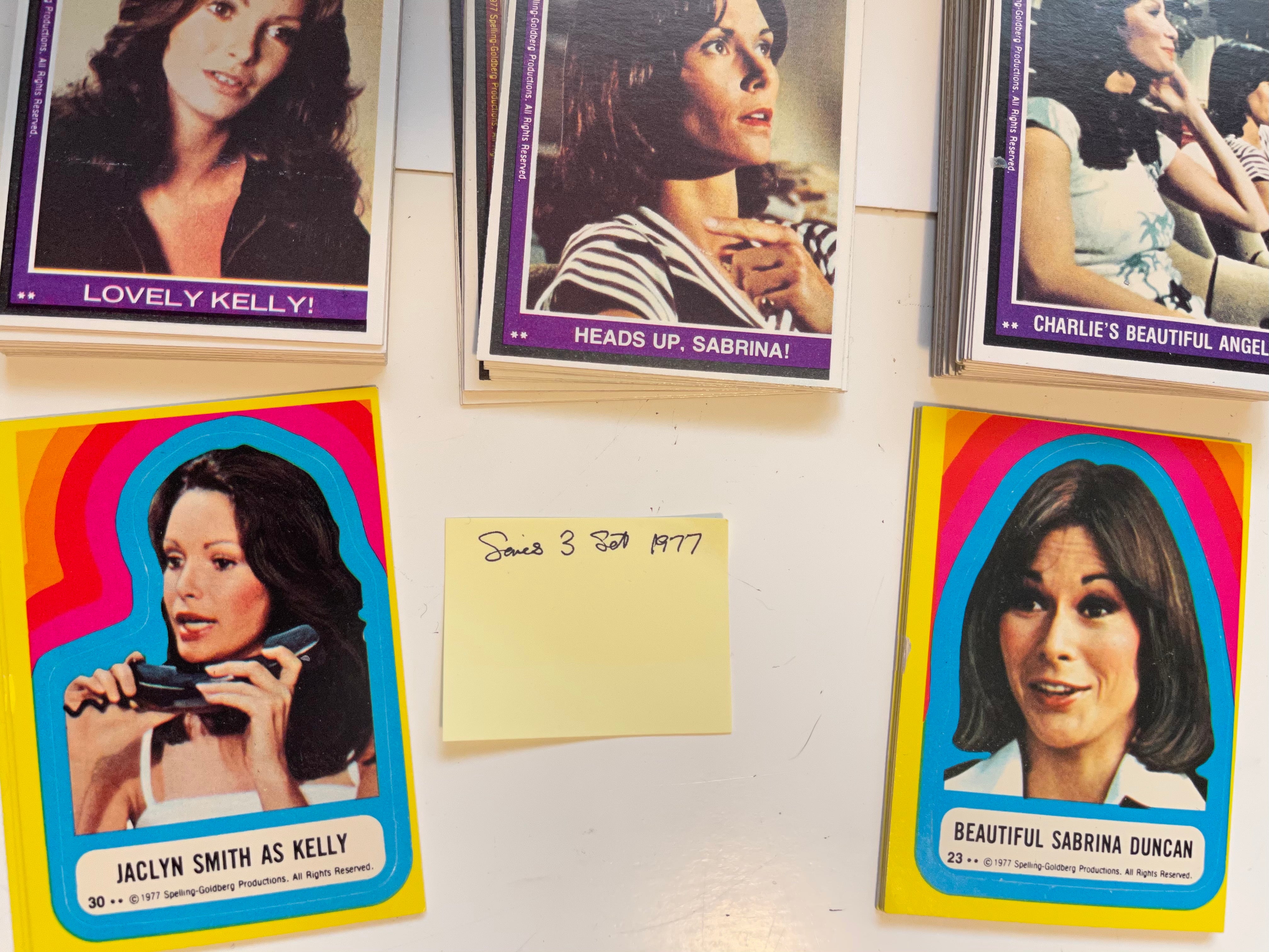 Charlie’s Angels Topps series 3 cards and stickers set with wrapper 1977