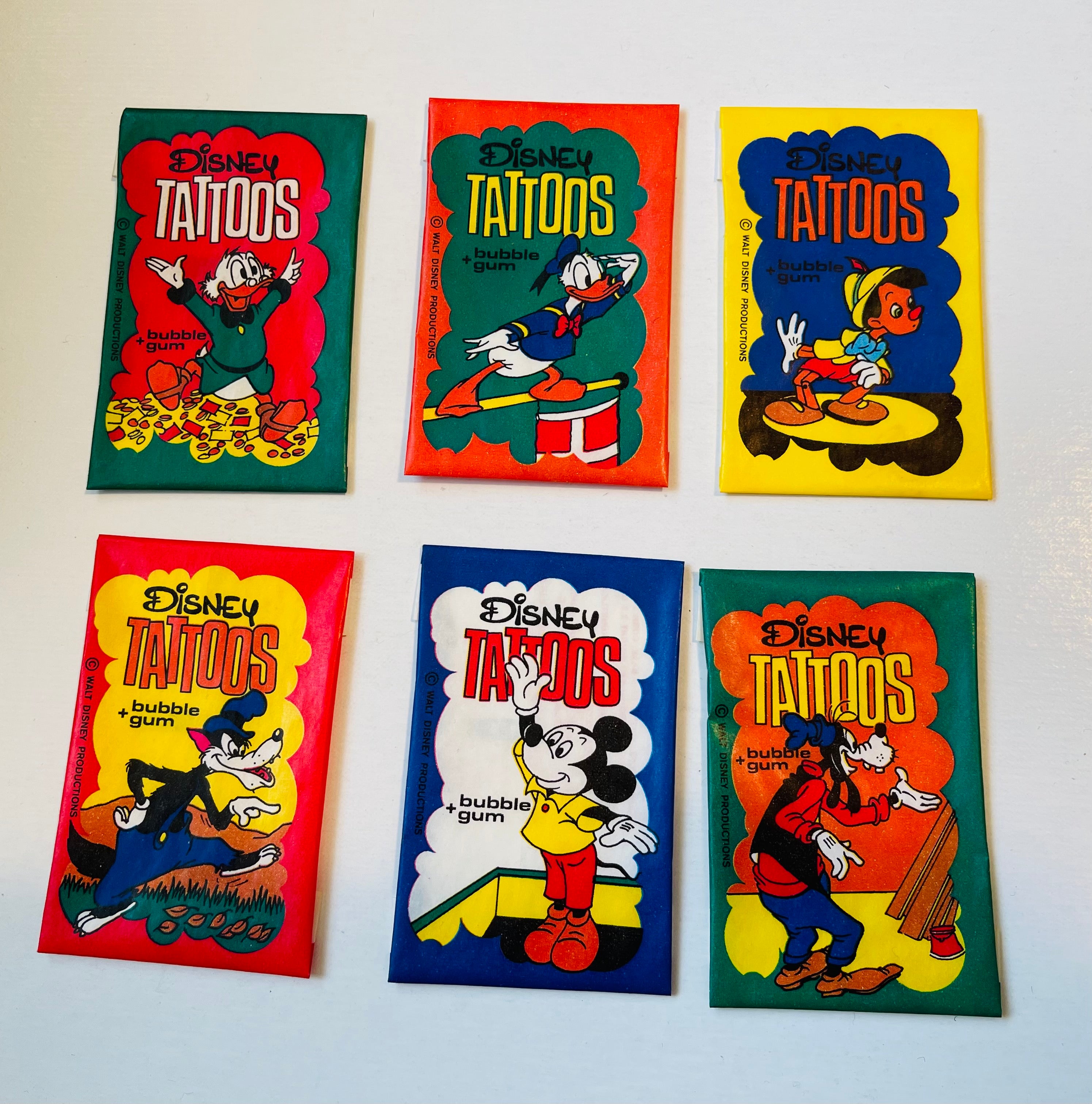 1979 Disney 6 tattoos wrappers lot deal