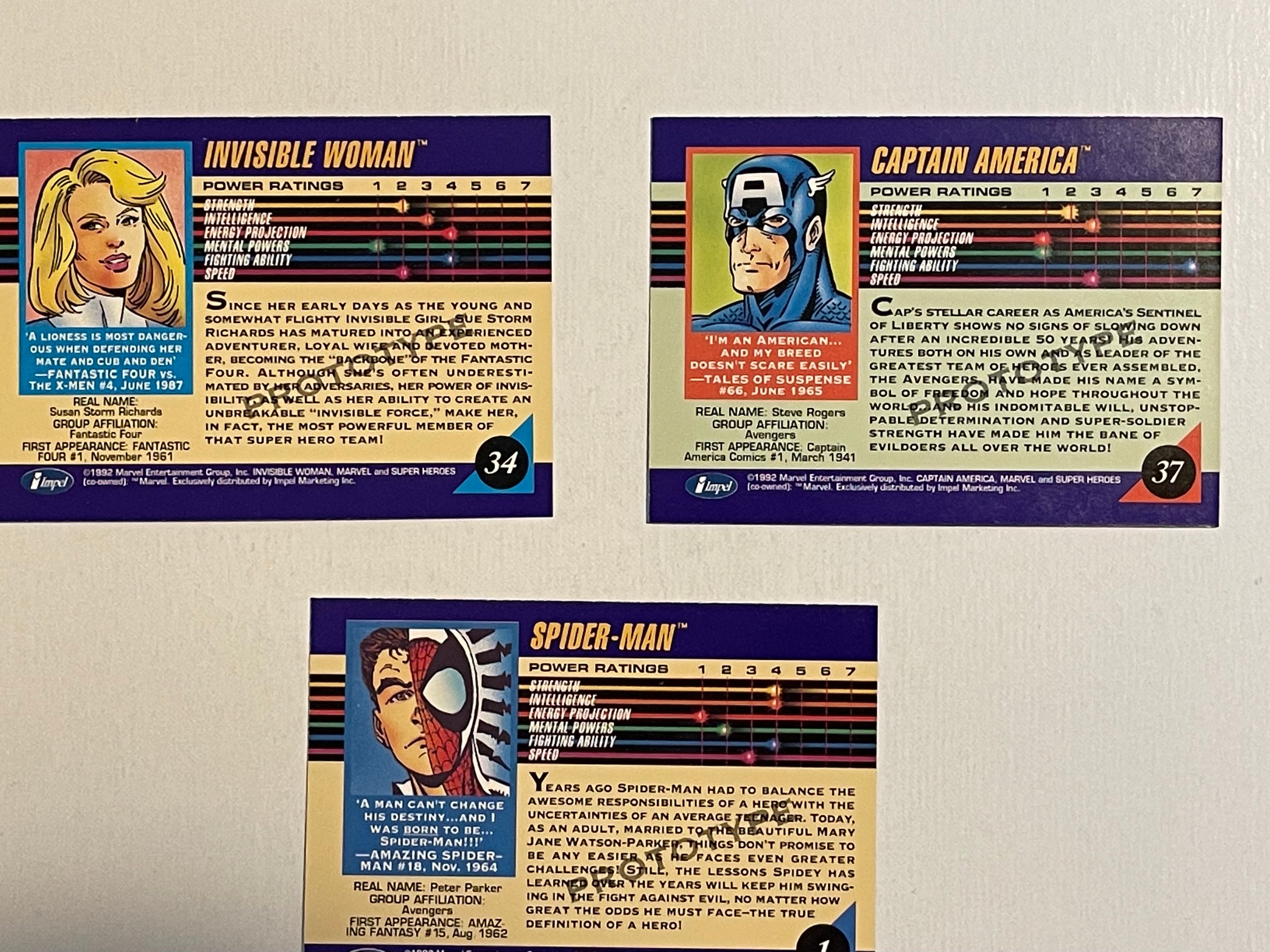 Marvel Universe series 1 rare 3 cards factory sealed preview set 1990