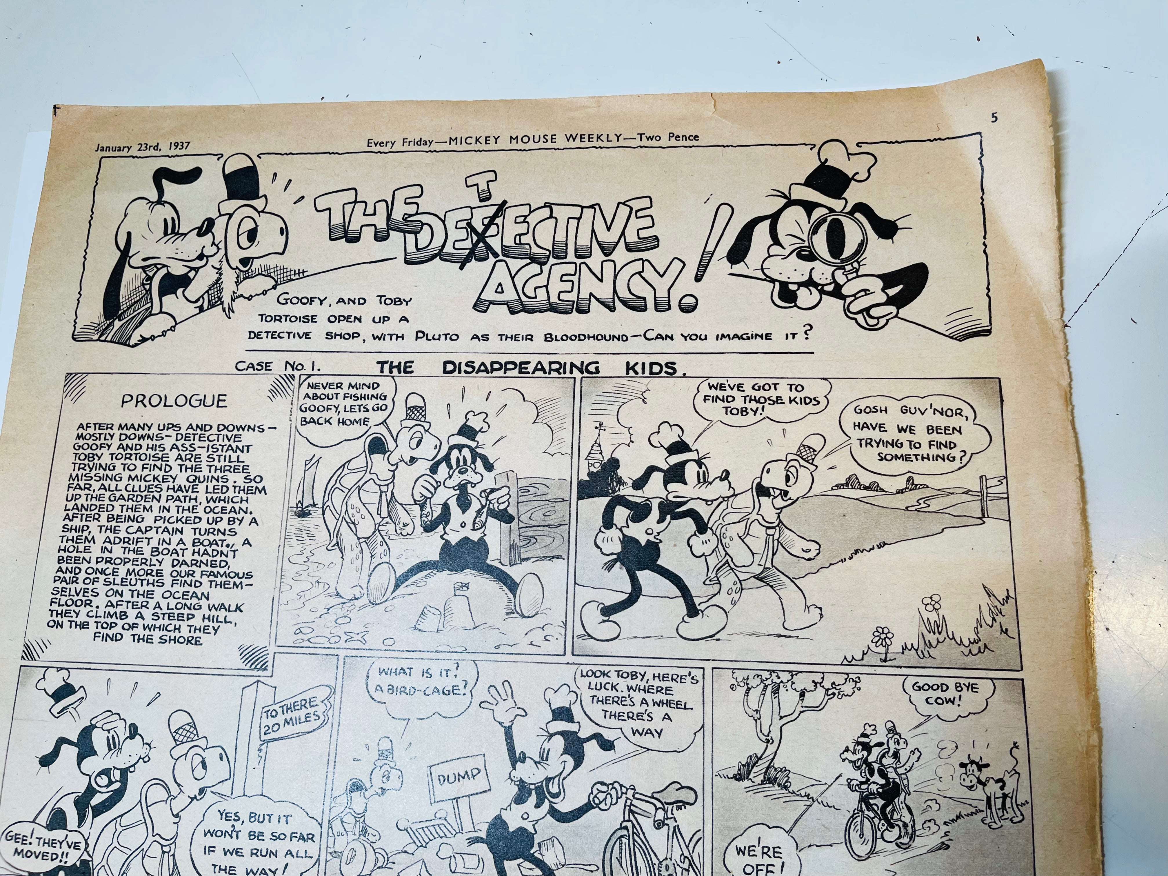 Mickey Mouse weekly rare Disney comic strip 1937