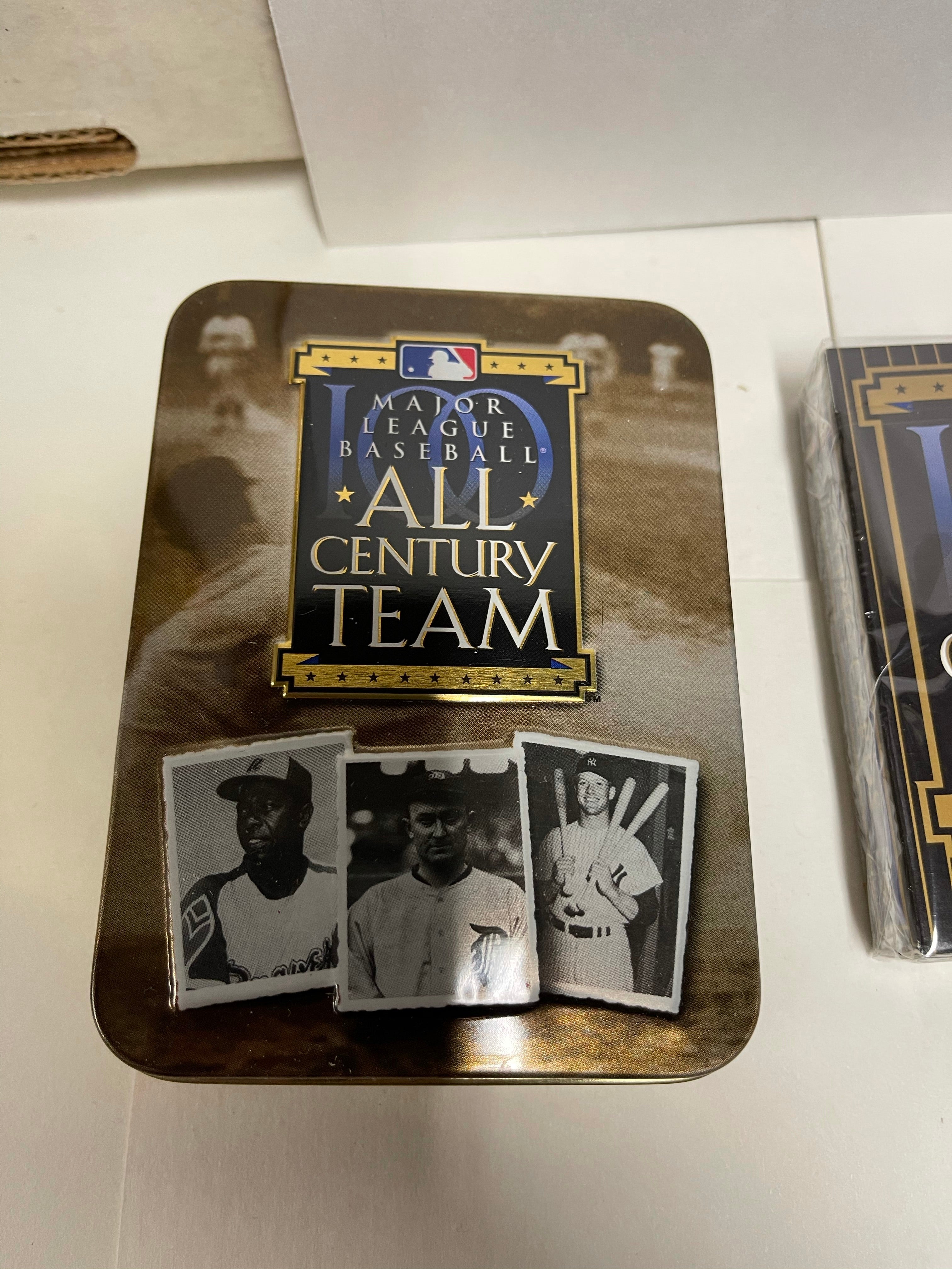 Baseball All Century Team vintage playing cards deck in metal tin 1990s