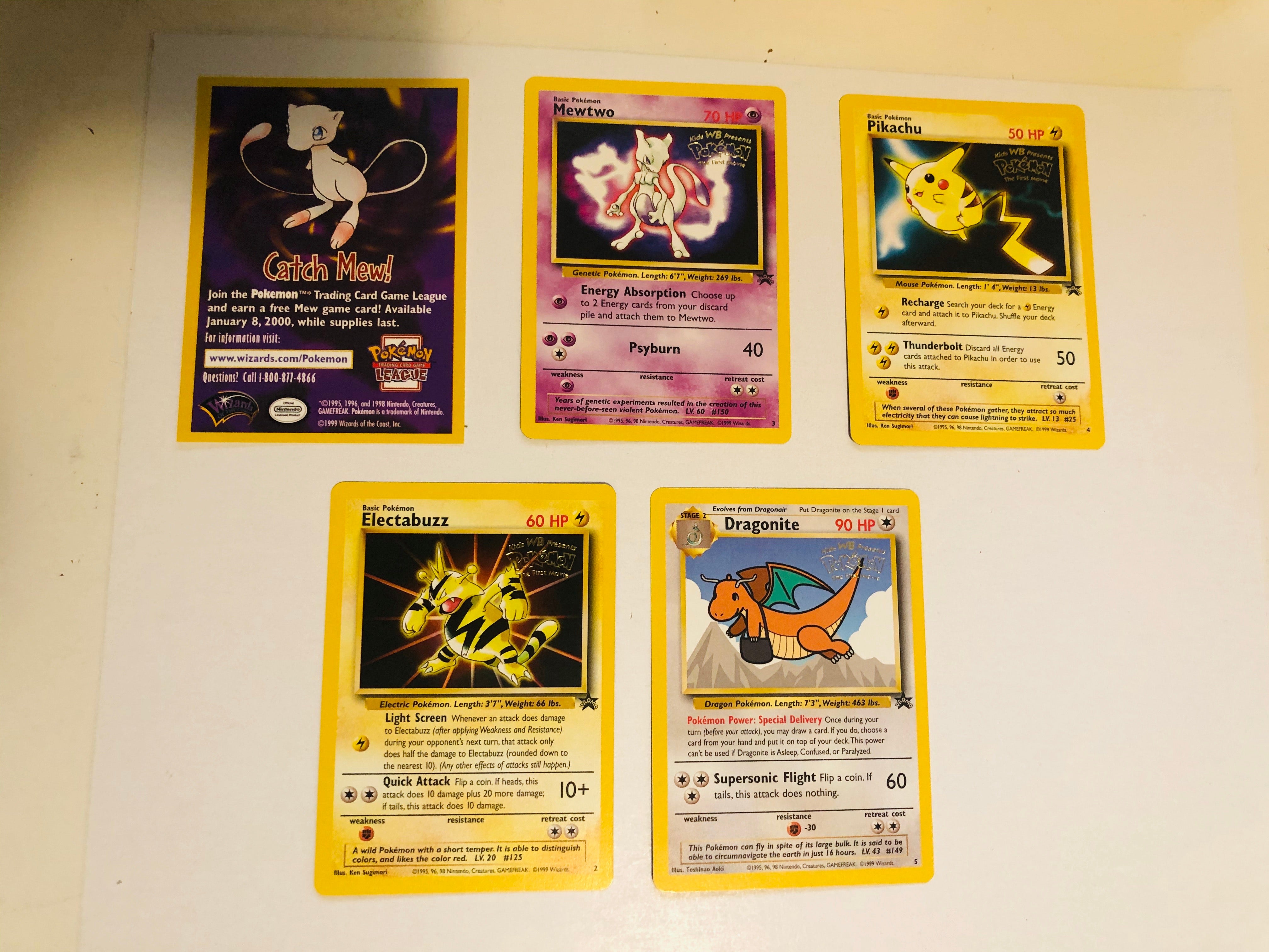 Pokémon rare 5 card limited issued movie cards set 1995