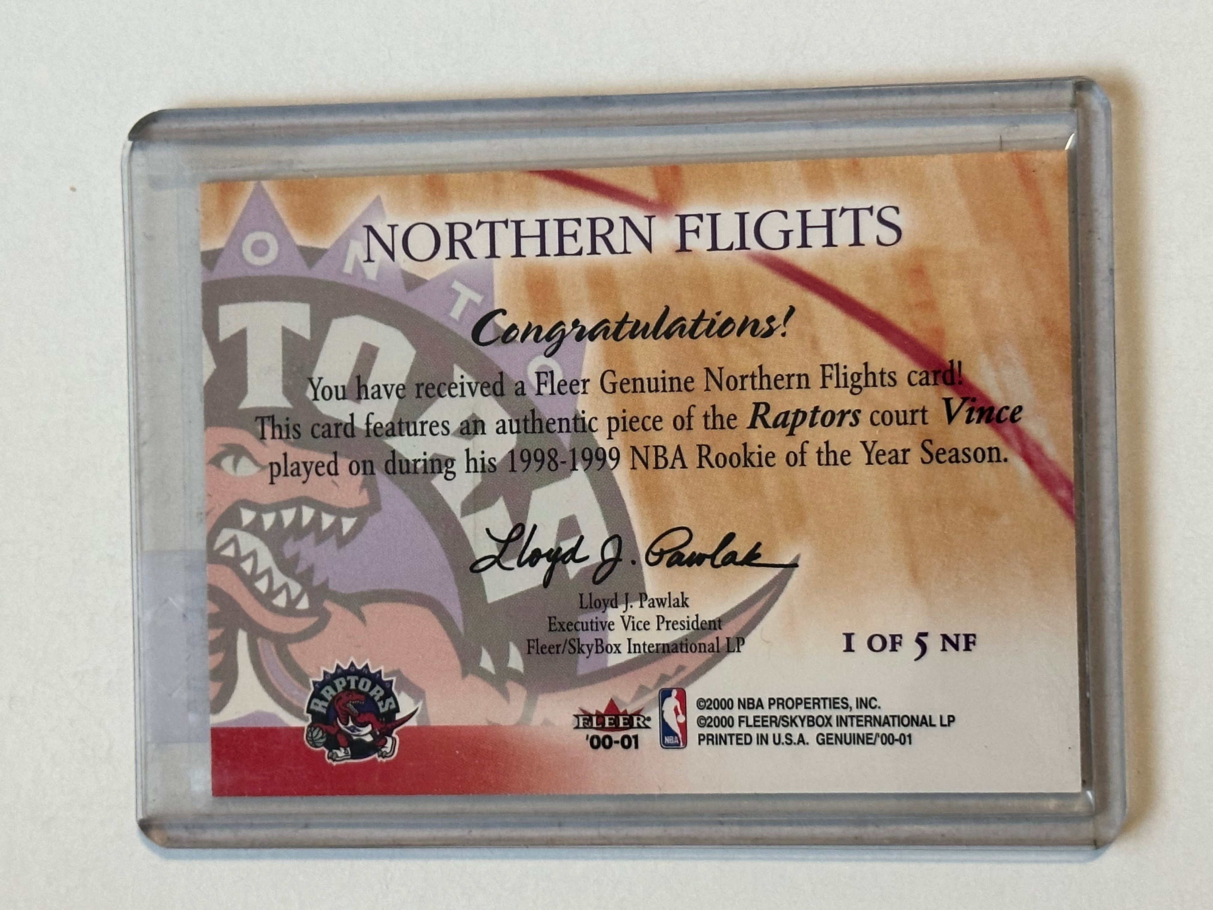 Vince Carter Toronto Raptors floor relic insert card