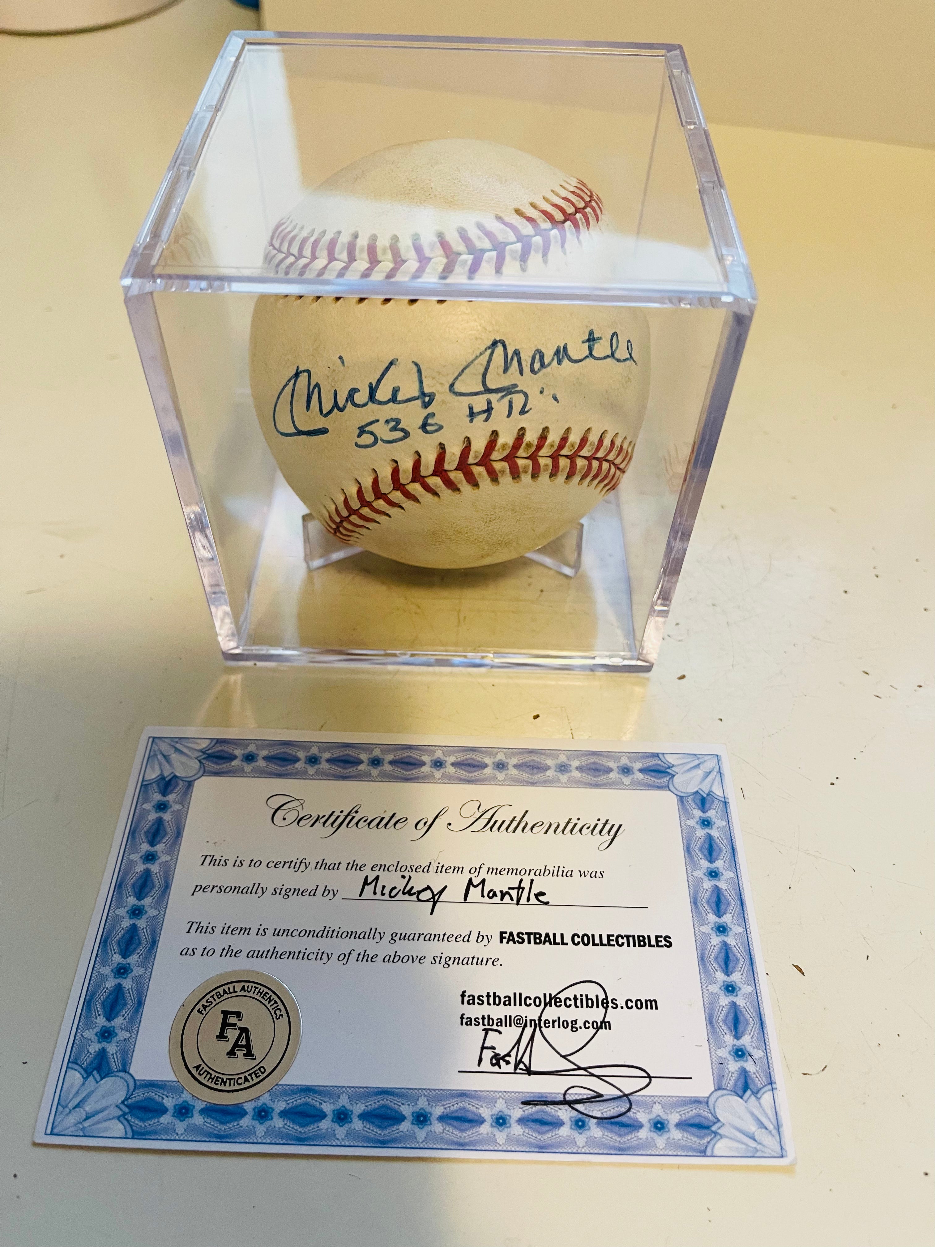 Mickey Mantle autographed baseball with case and COA