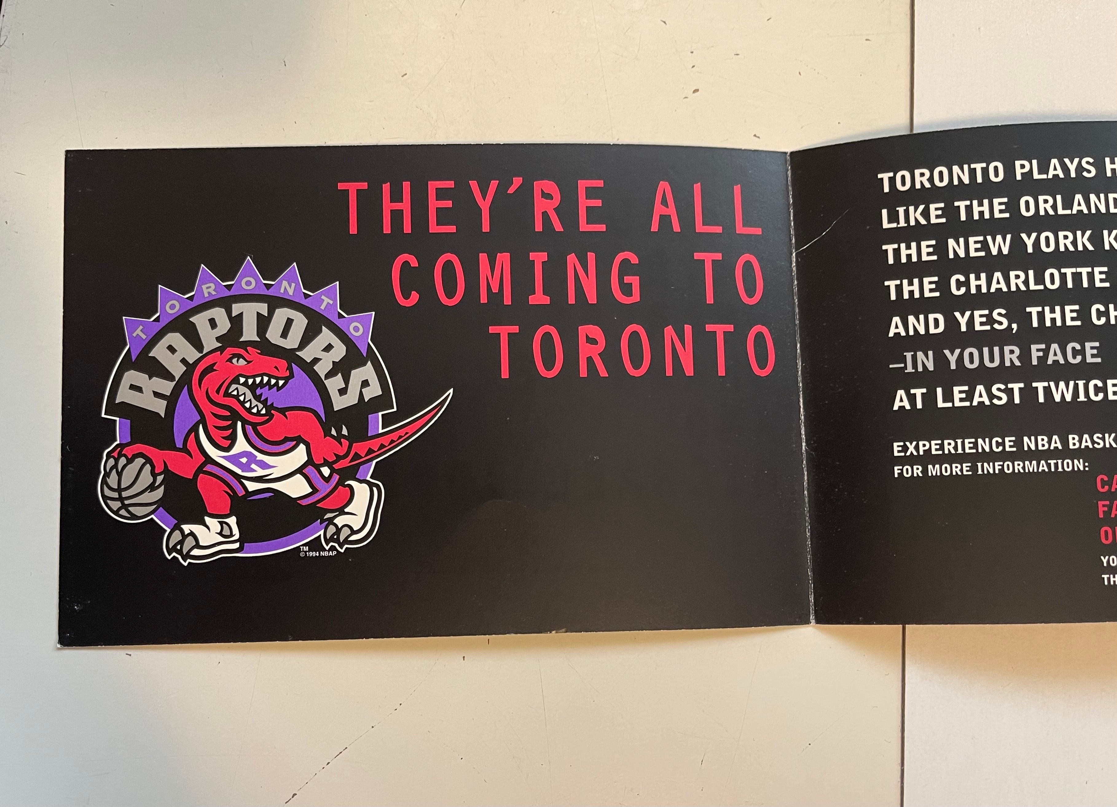 Toronto Raptors basketball rare first year ad and order brochure 1995