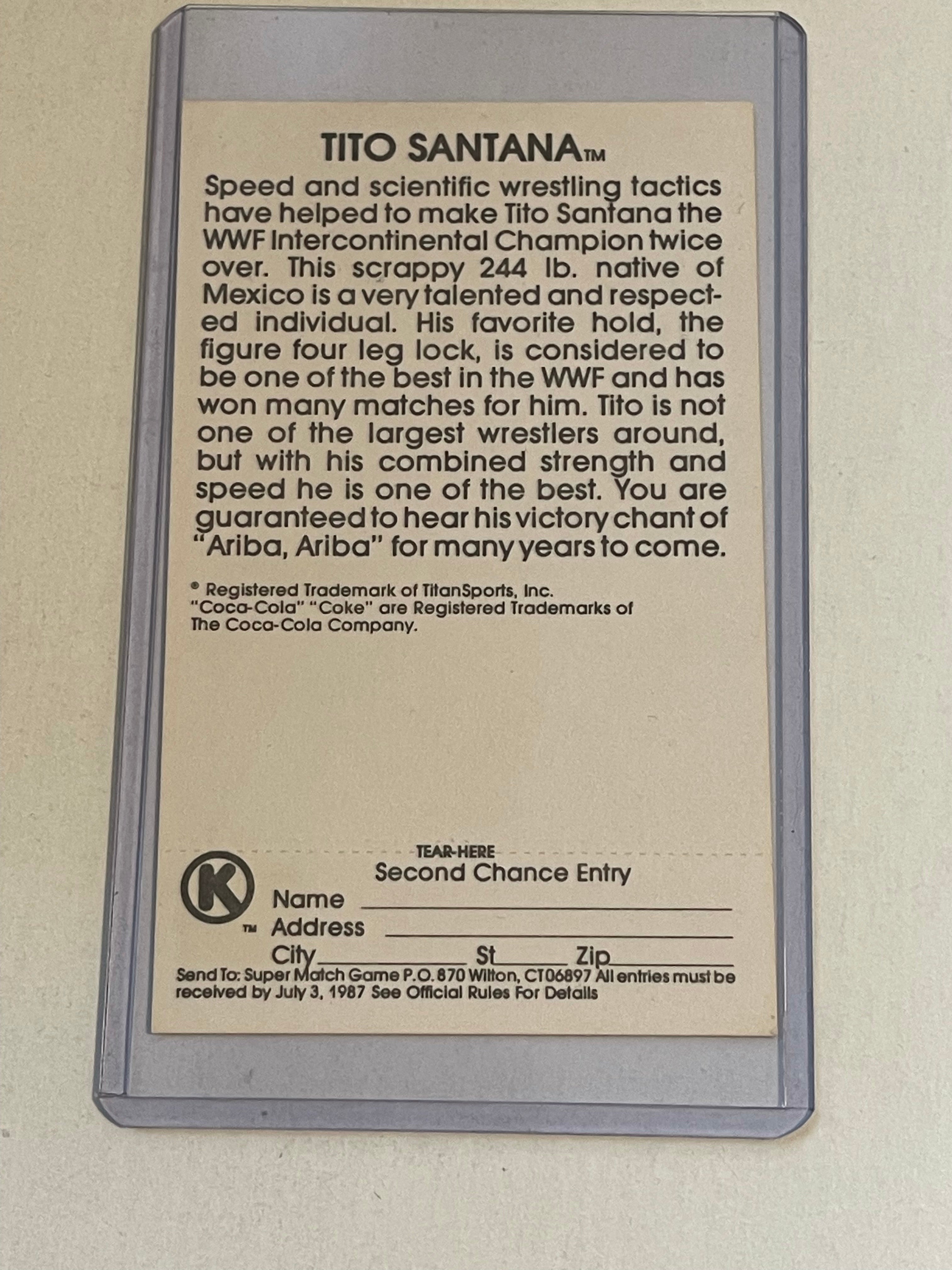 Wrestling Circle K Tito Santana rare Wrestling card 1987