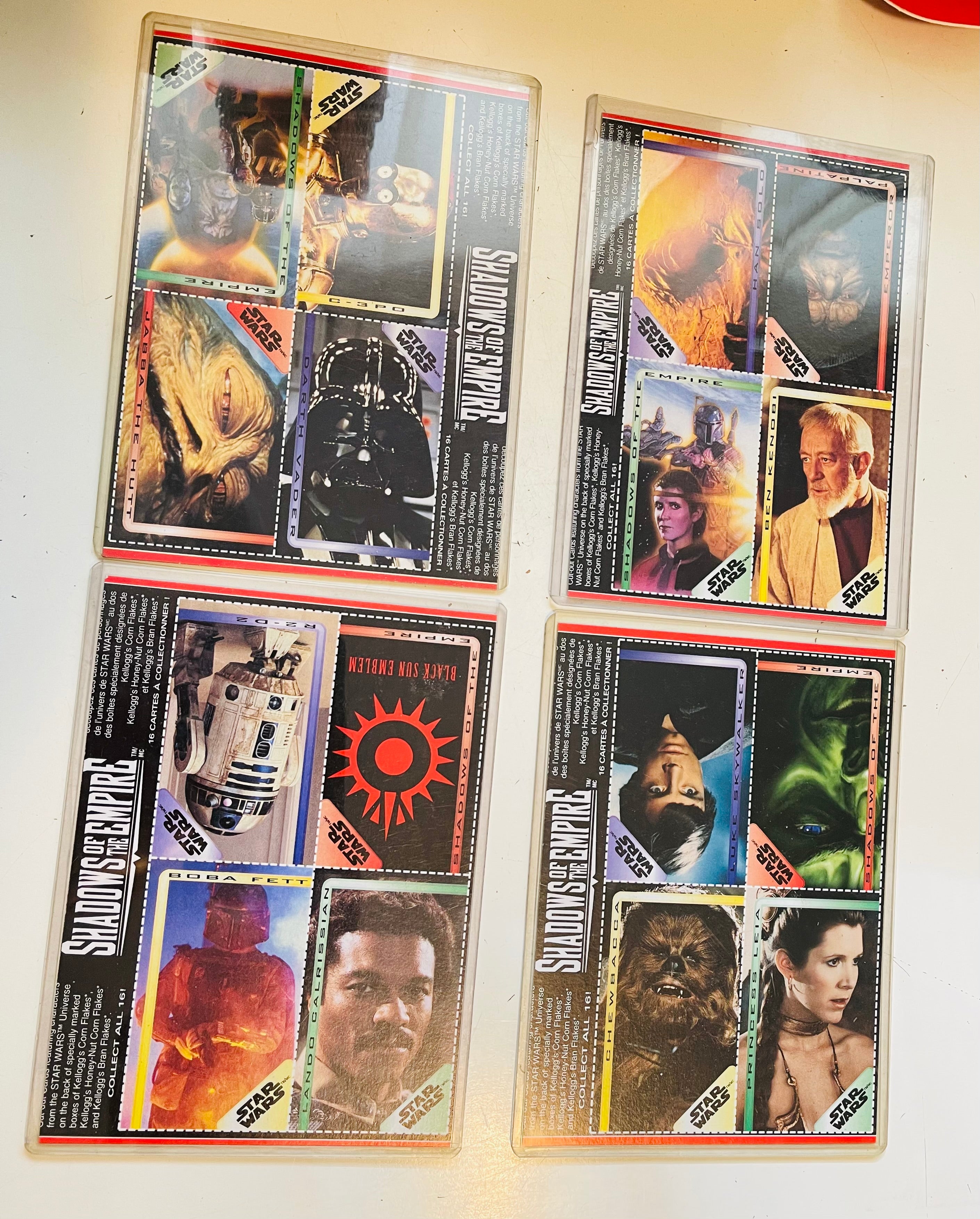 Star Wars Shadows of the Empire Kelloggs cereal rare 4 panels cards set 1996