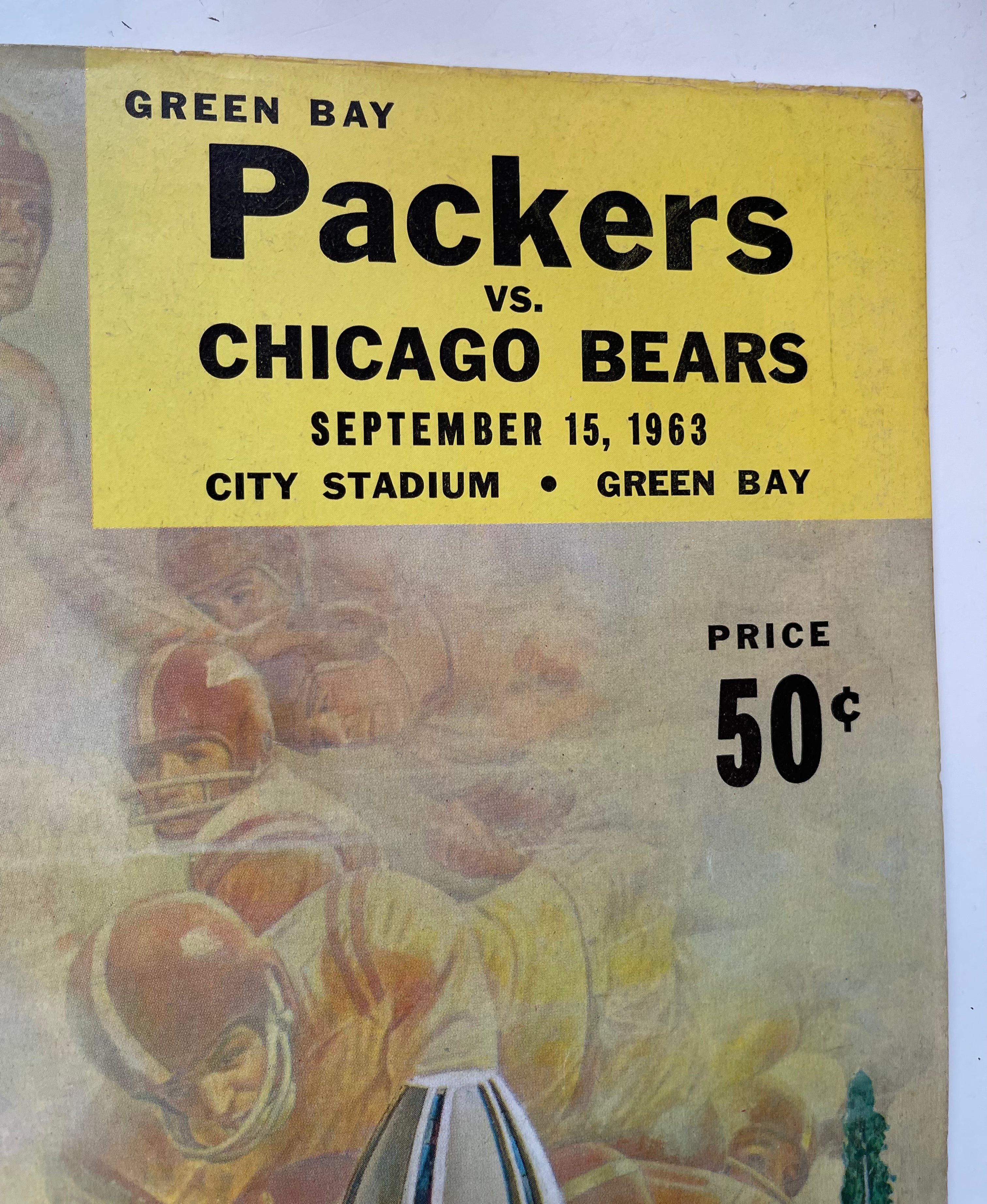 1963 Green Bay Packers vs the Bears football game program