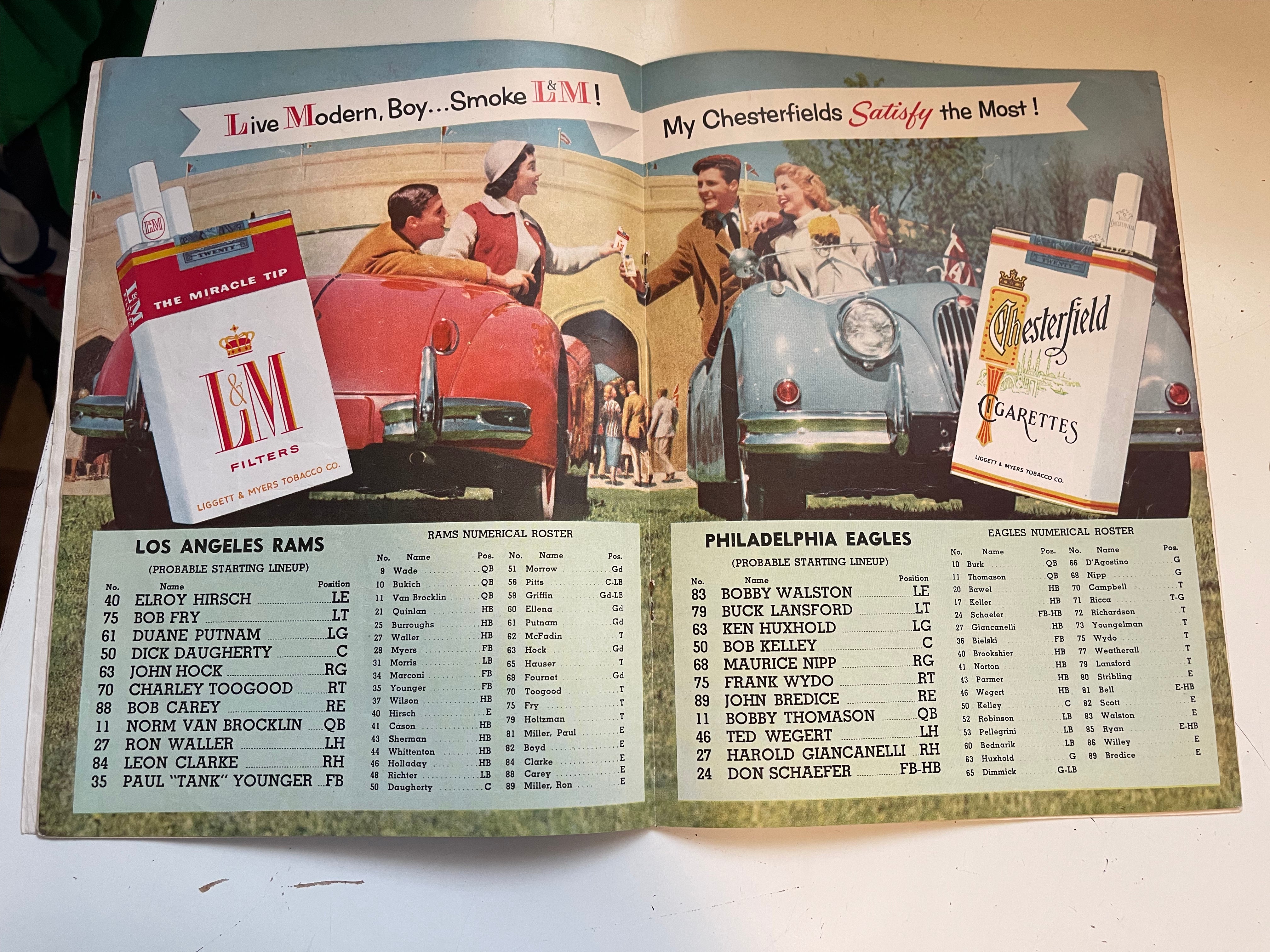 1956 LA Rams vs Eagles original football game program