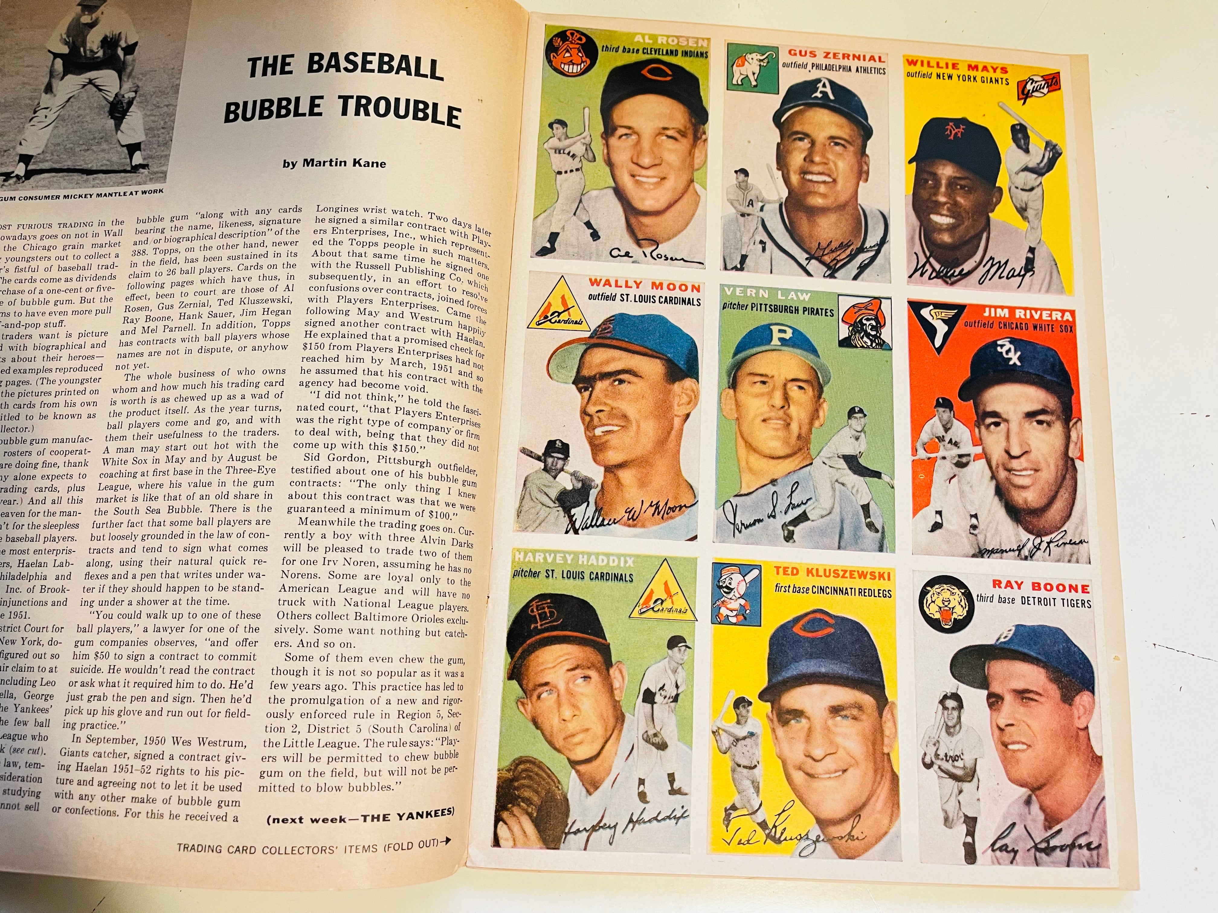 Sports Illustrated #1 rare first issue with Topps baseball cards sheet 1954
