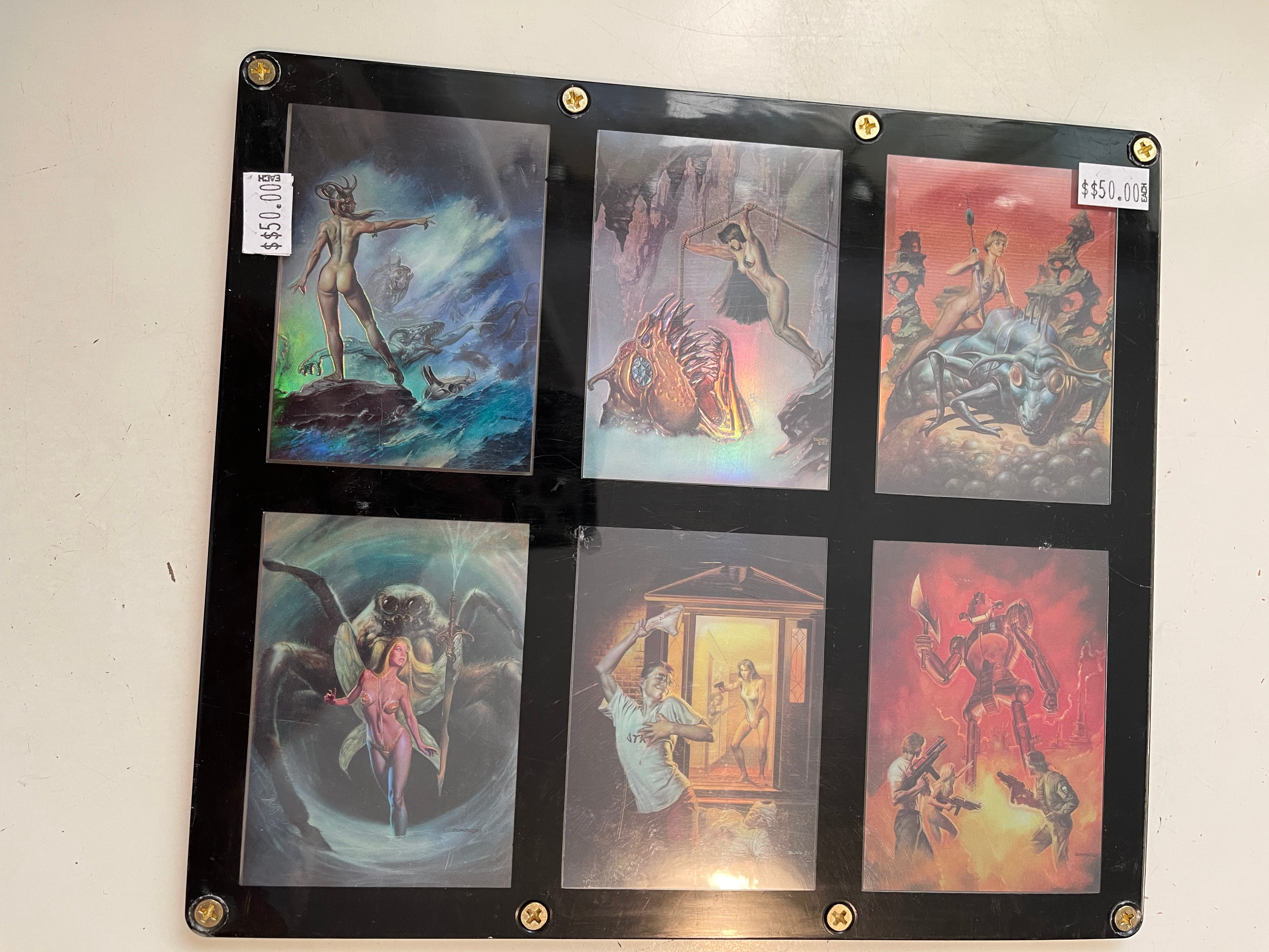 Boris Vallejo fantasy artist rare Chrome insert cards set in frame