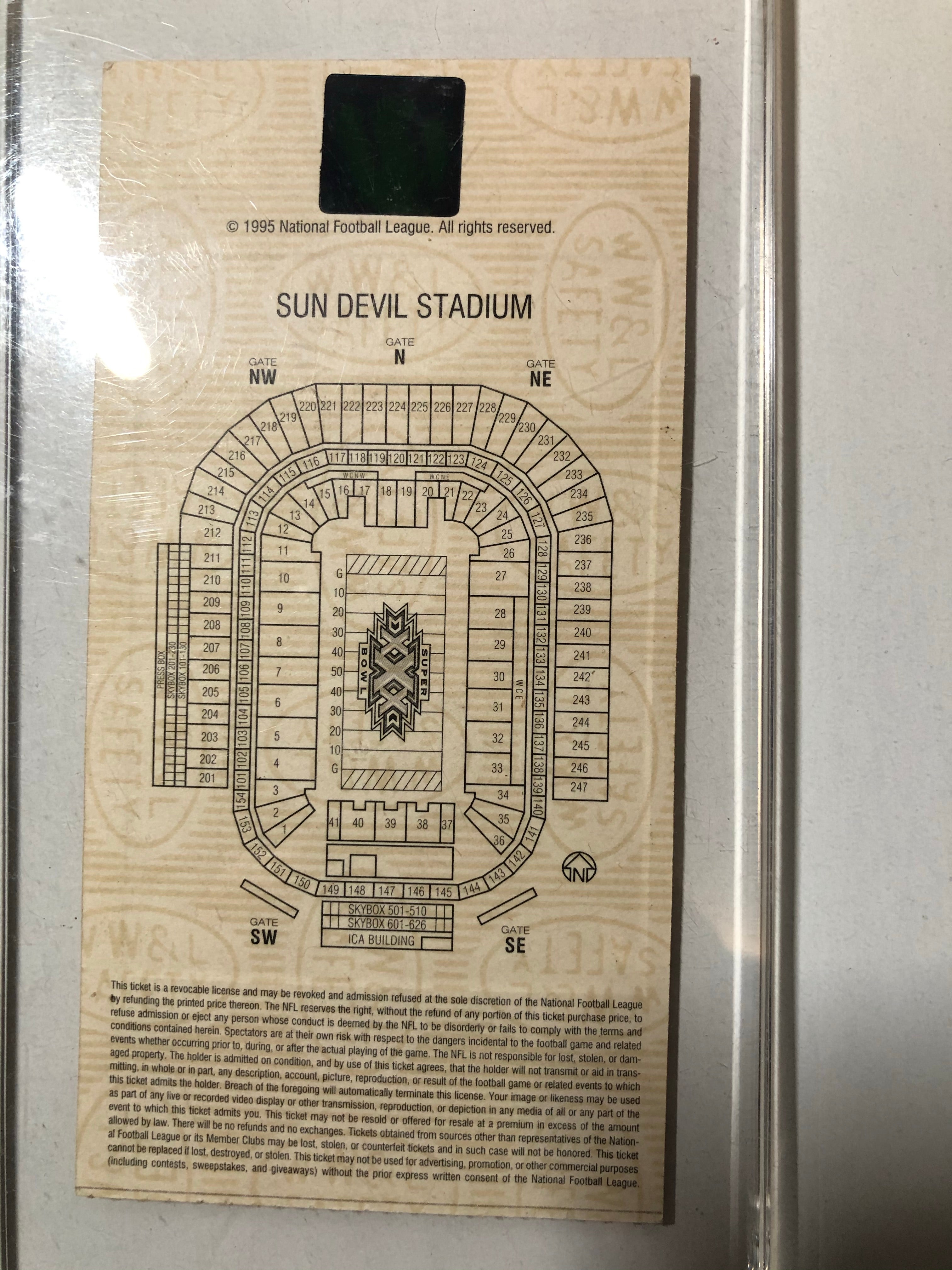 Super Bowl XXX football original game ticket 1996