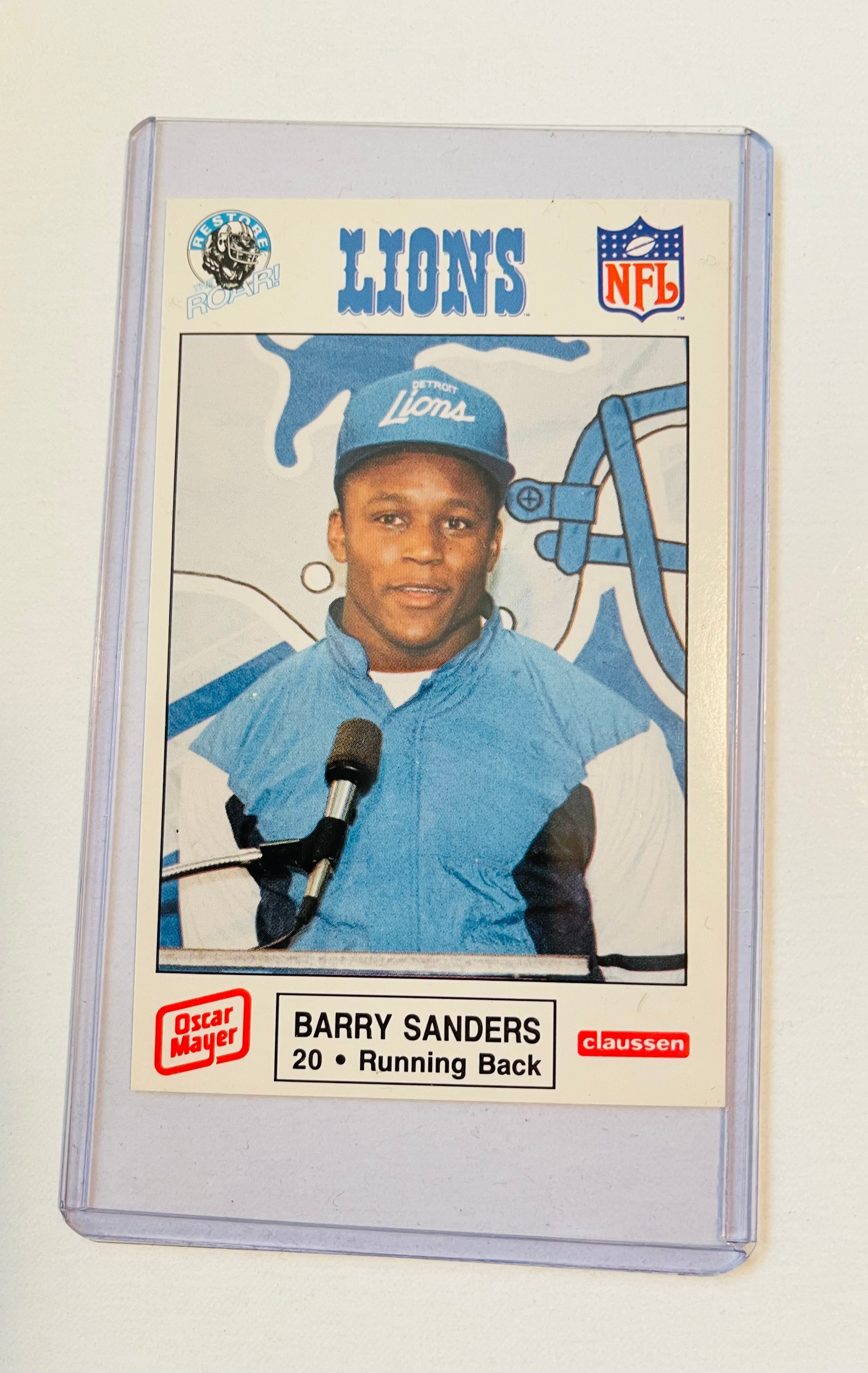 Barry Sanders Oscar Mayer rookie football police rare card 1989 Barry Sanders Oscar Mayer rookie football police rare card 1989