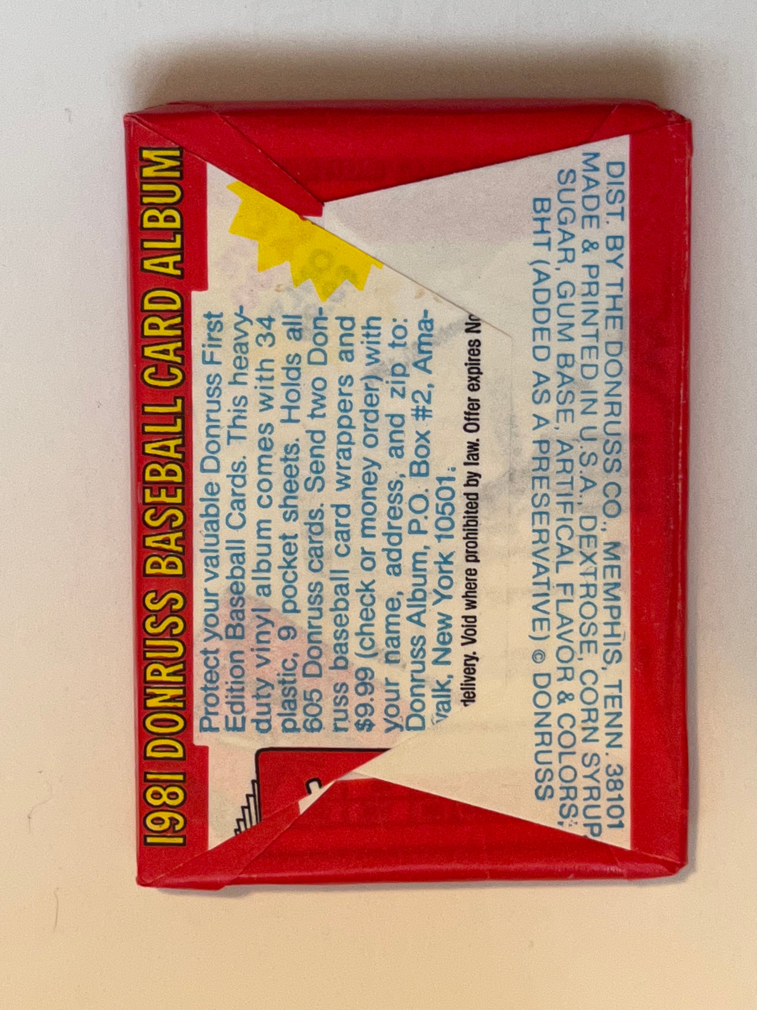 1981 Donruss baseball cards sealed pack