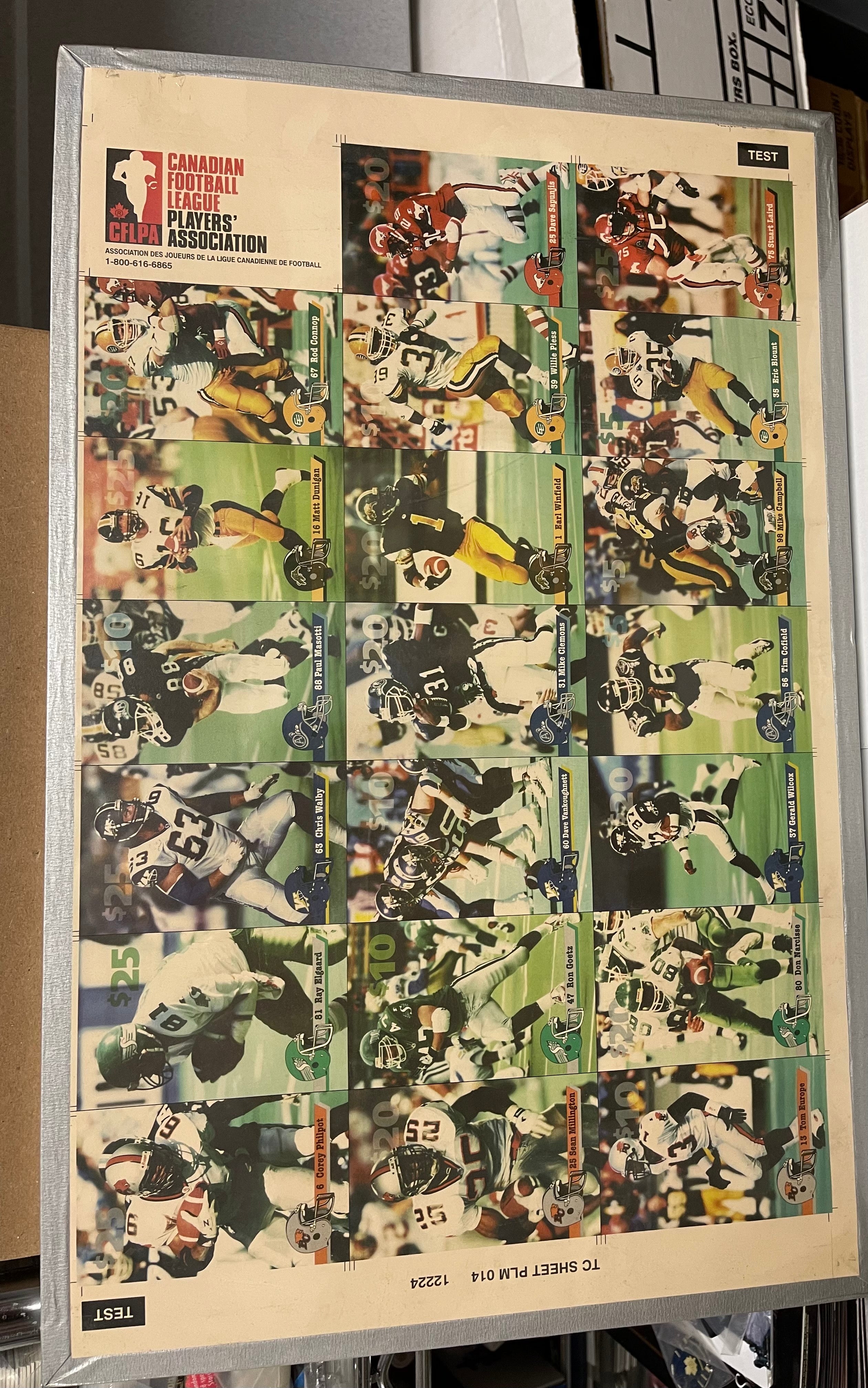 CFL football rare test issued uncut cards sheet shrink wrapped 1990s