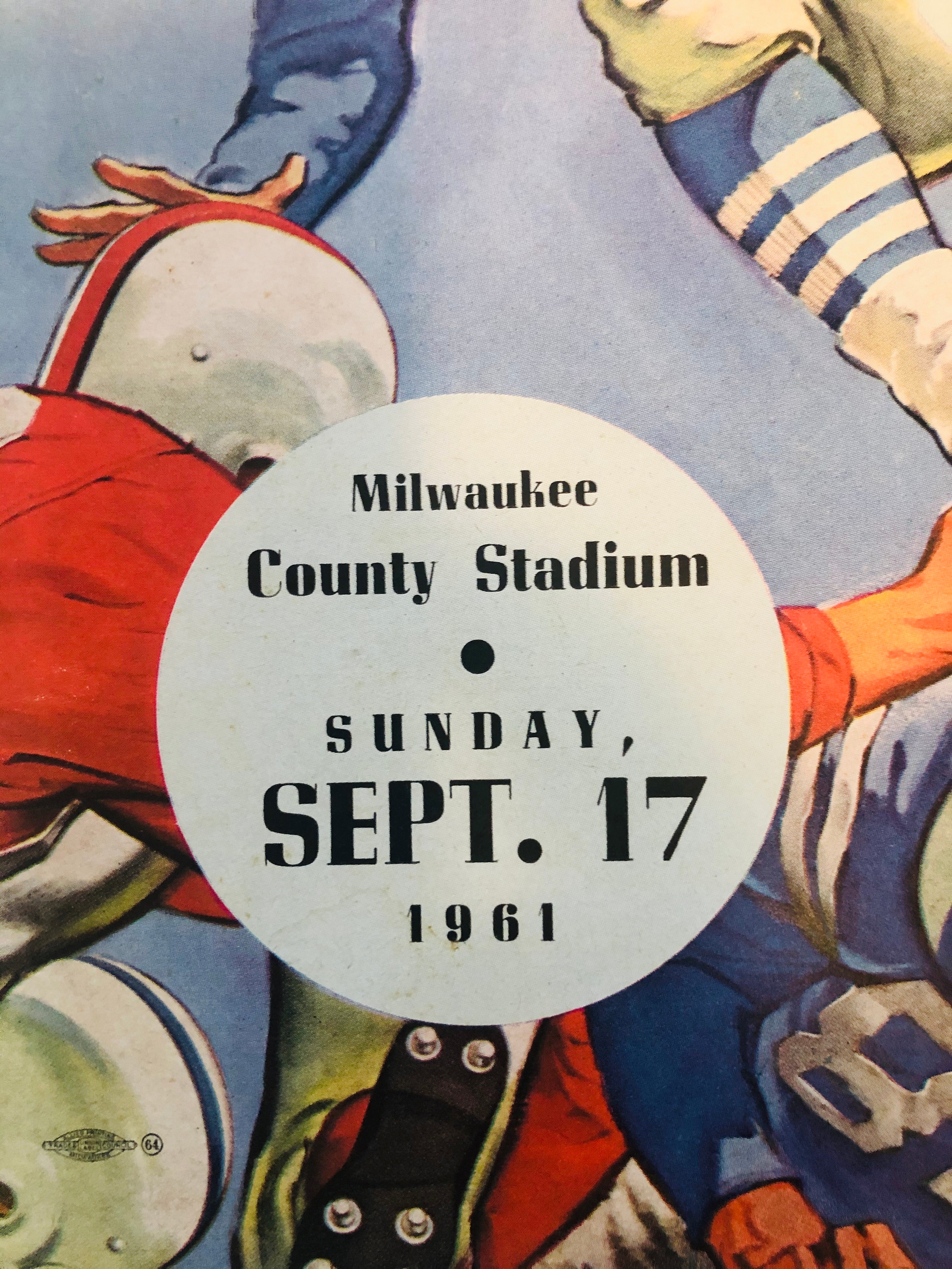 1961 NFL football game Packers vs Lions program