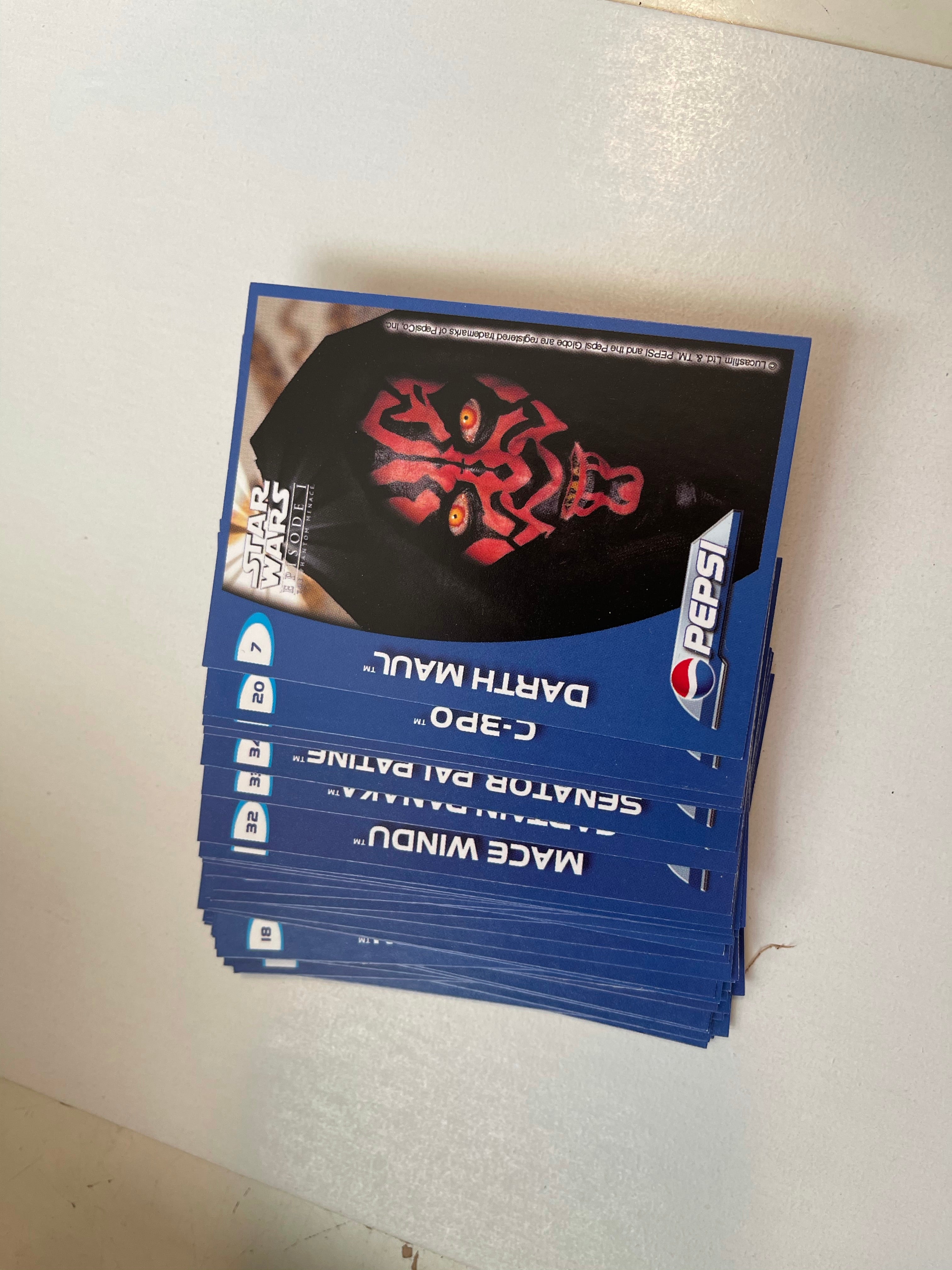 Star Wars Episode 1 rare Pepsi cards missing 2 cards set . limited issue (only in Germany 1999)