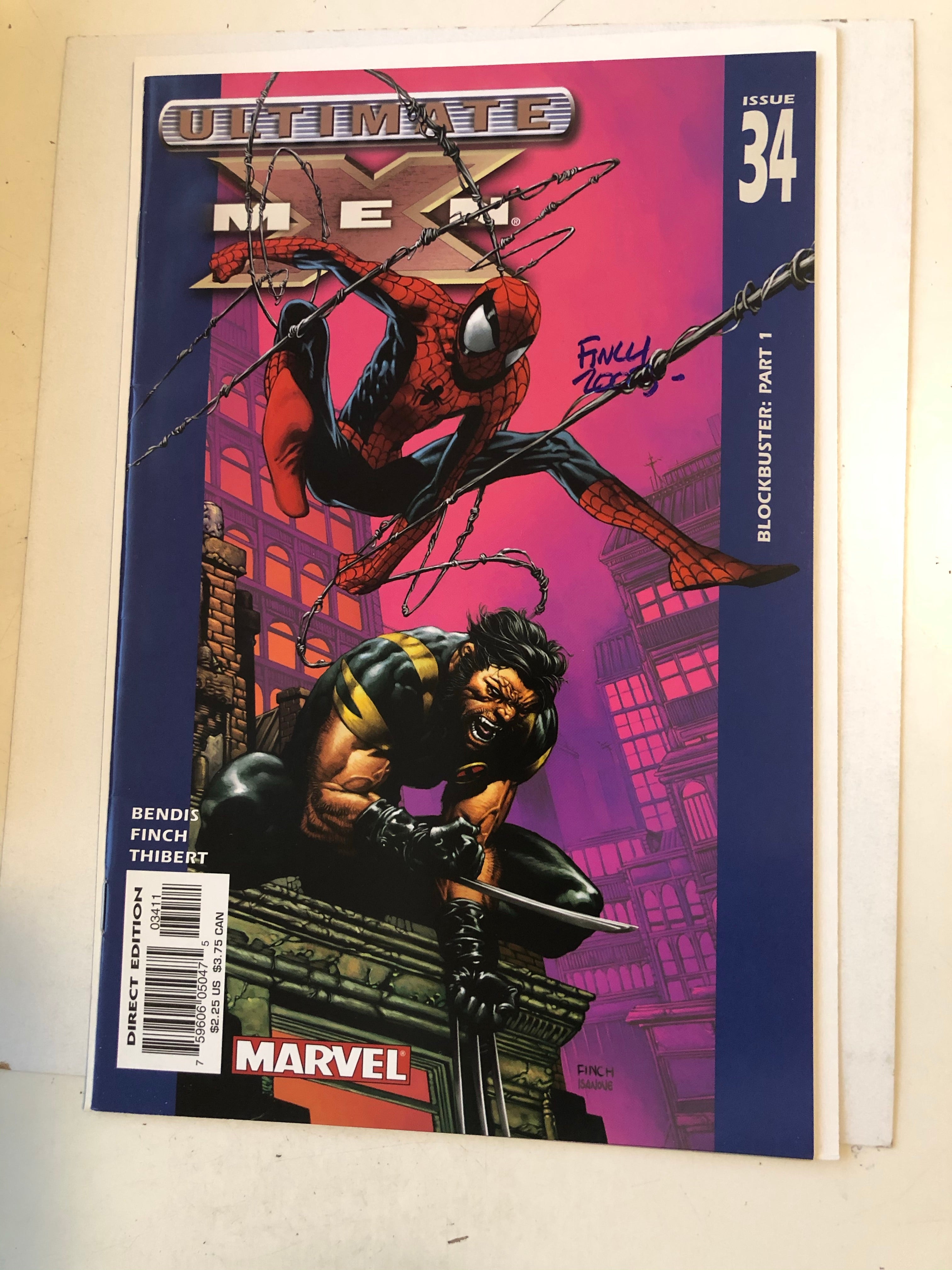 Ultimate X-Men comic signed by David Finch and Brian Bedis sold with COA
