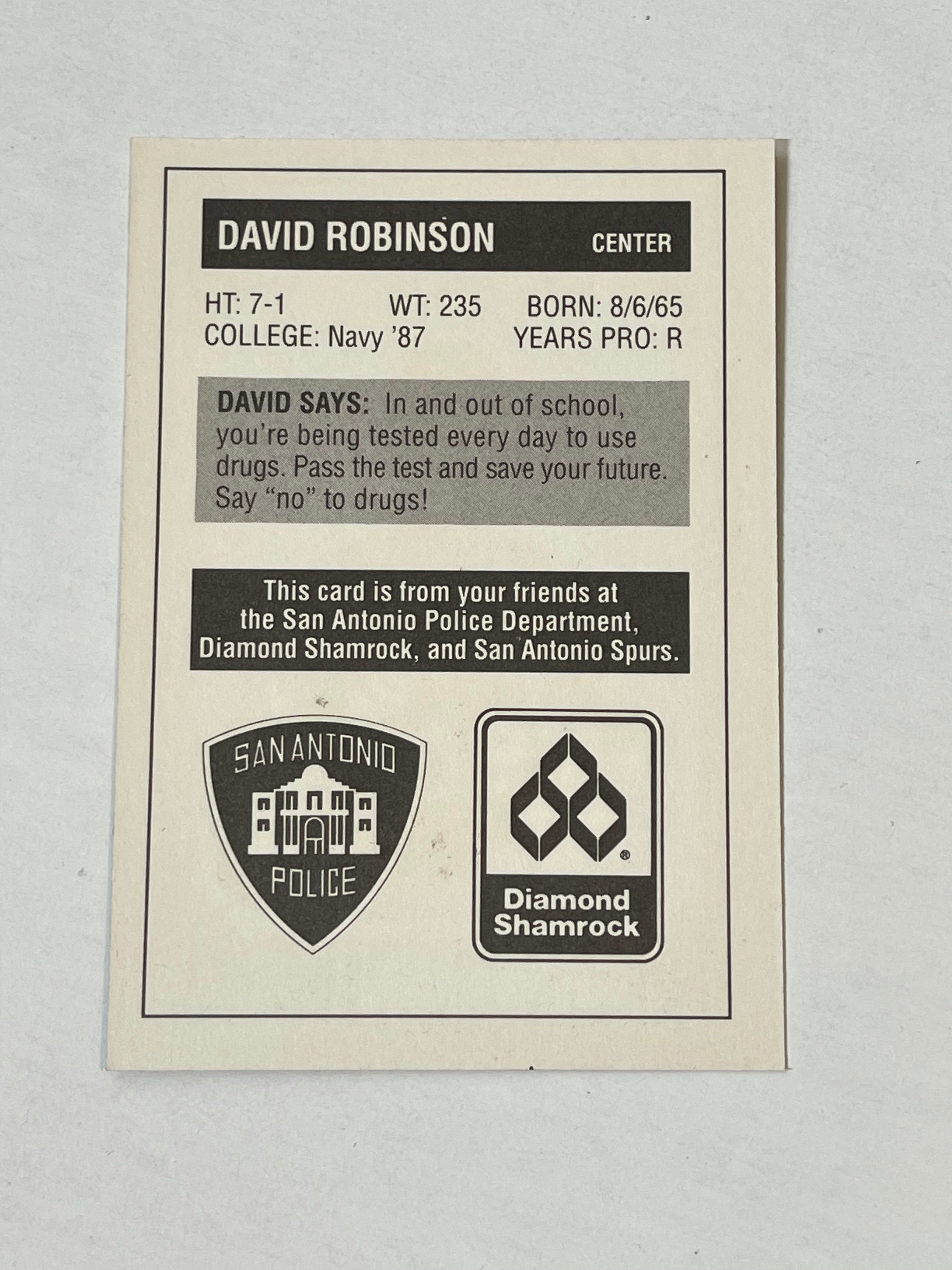 David Robinson rare police issued NBA rookie card 1989