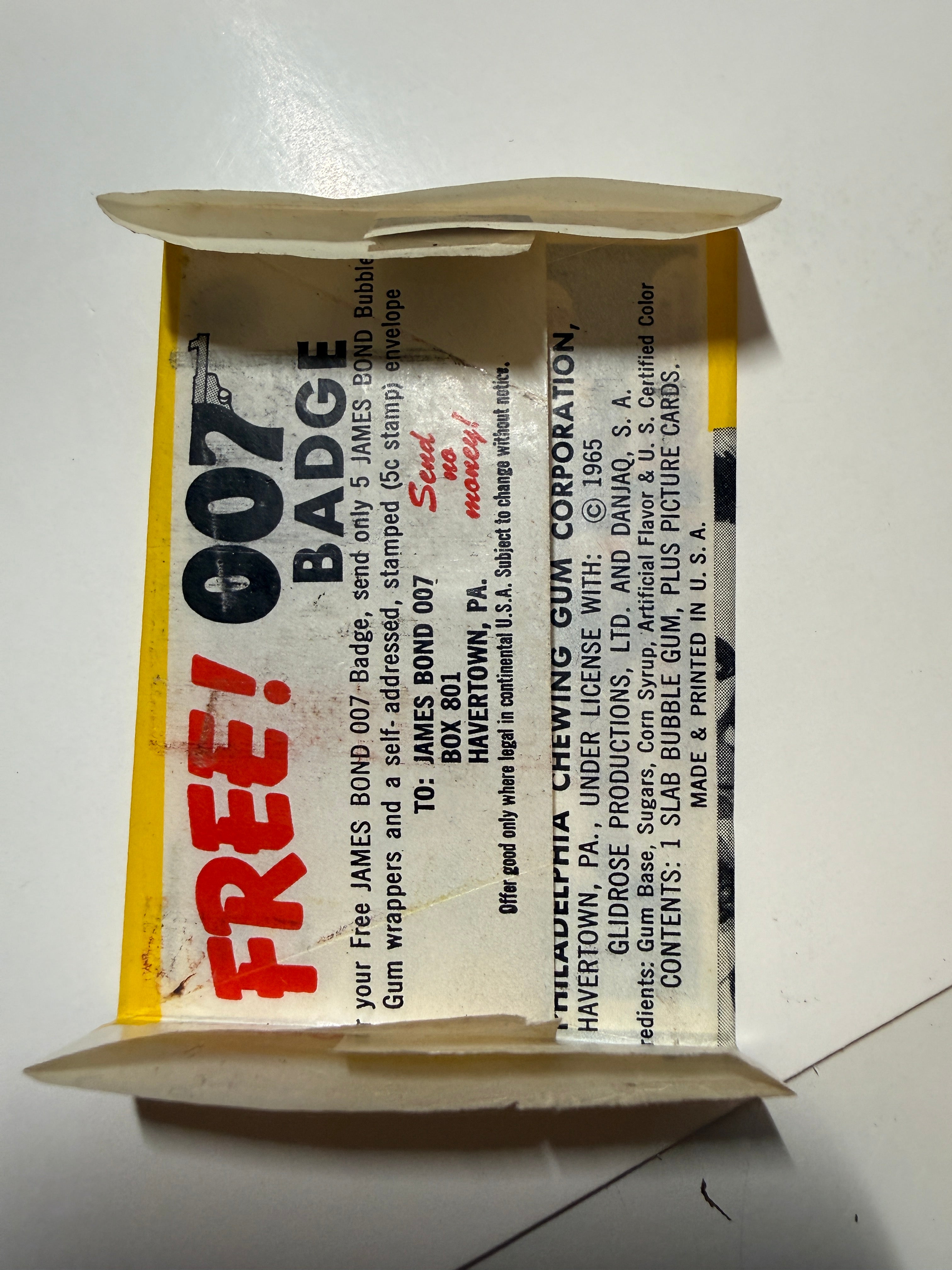 James Bond movies rare card wrapper from 1965