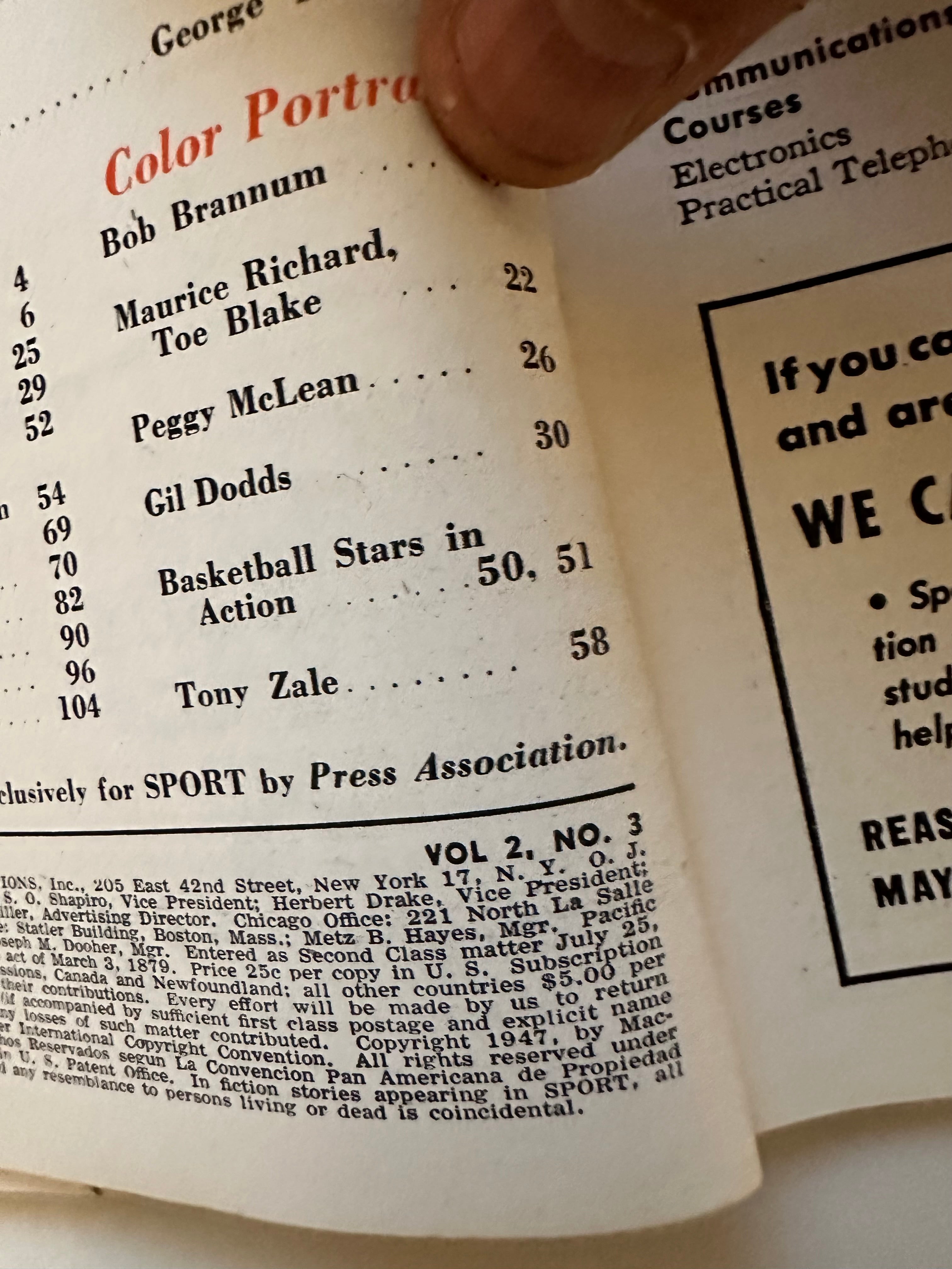 Sport Magazine rare issue March , 1947