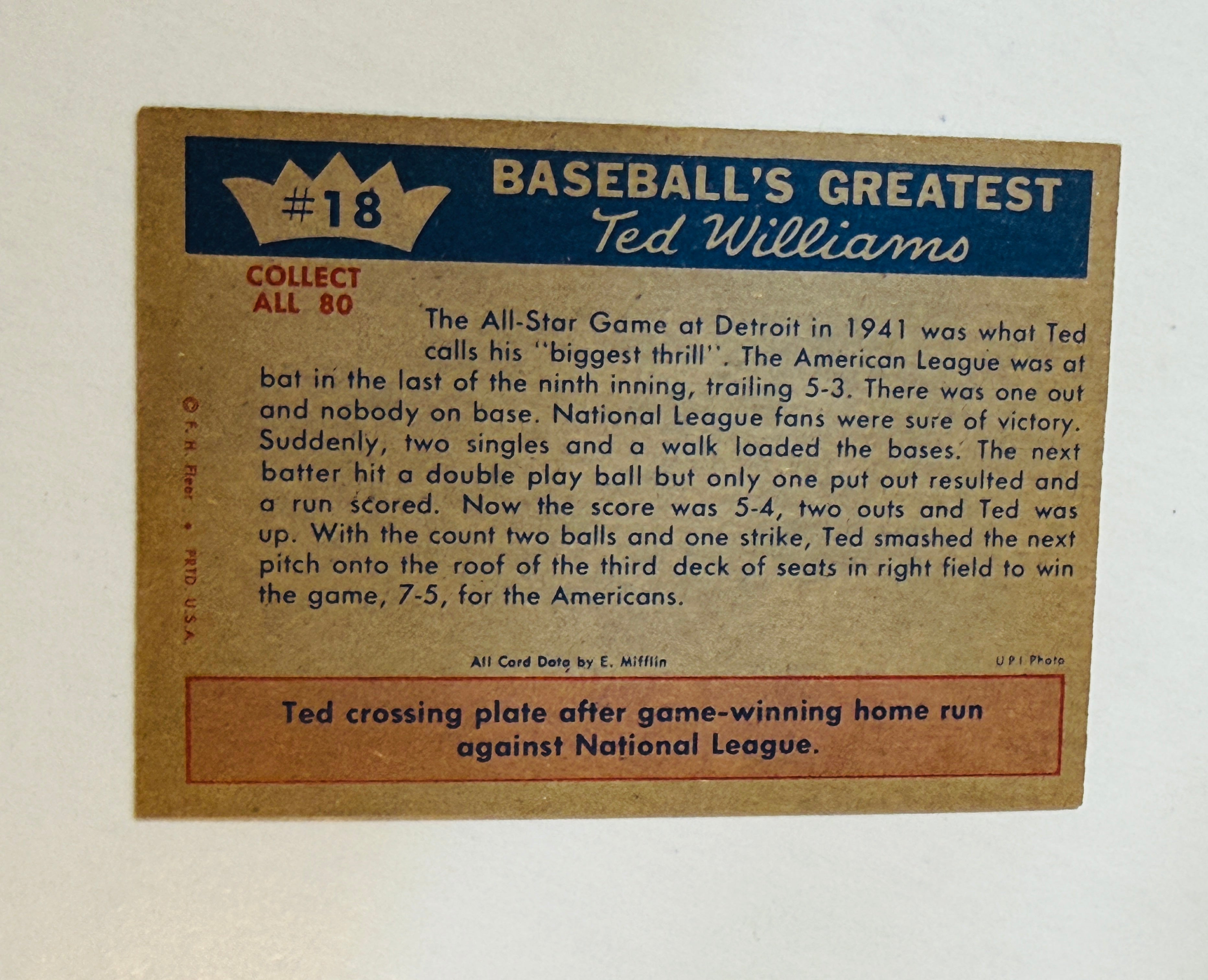 Ted Williams #18 ex condition vintage baseball card 1959