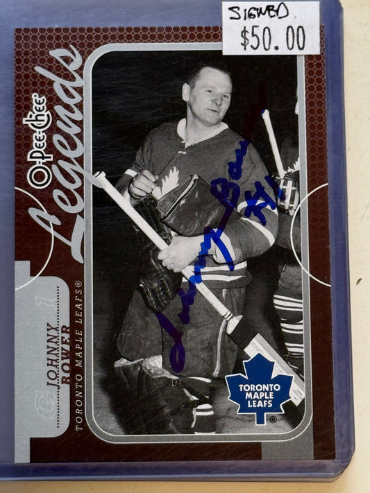 Johnny Bower autograph insert card person hockey card with COA