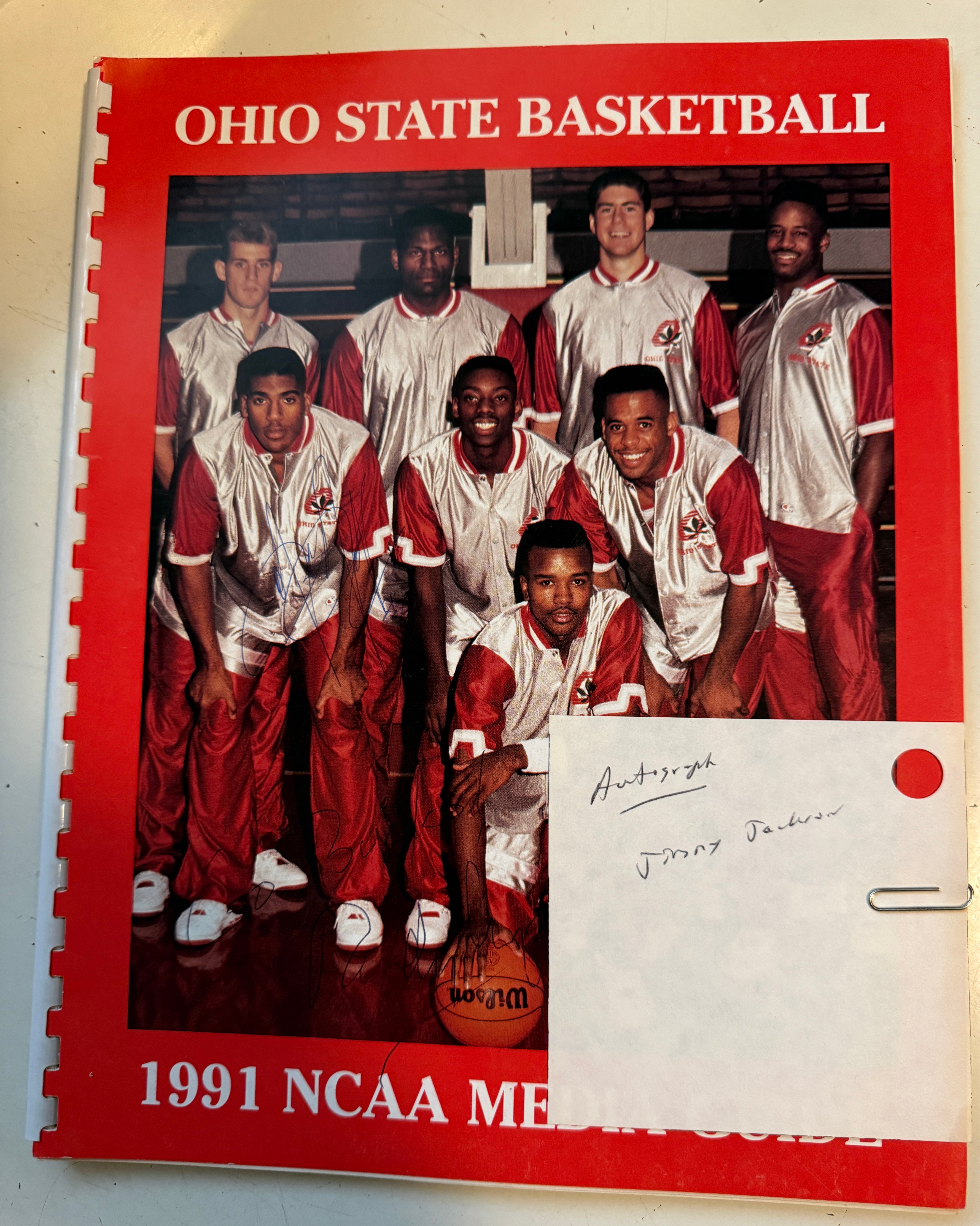 Ohio State NCAA media guide signed by Jimmy Jackson 1991