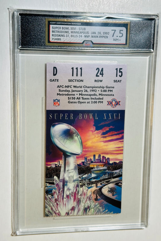 Super Bowl XXVl Football rare original high grade event ticket 1992