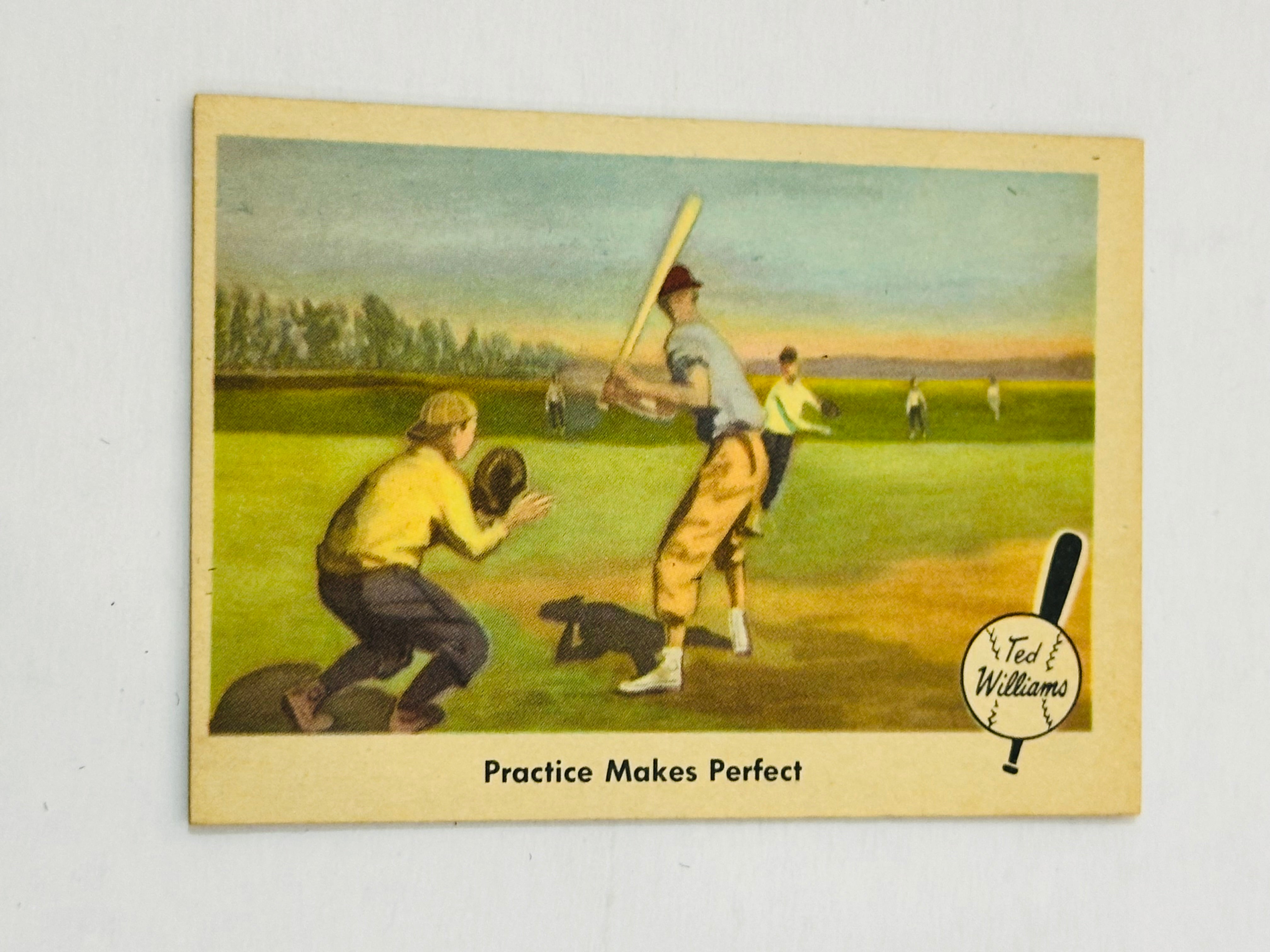 Ted Williams Practice Makes Perfect rare Fleer baseball card 1959