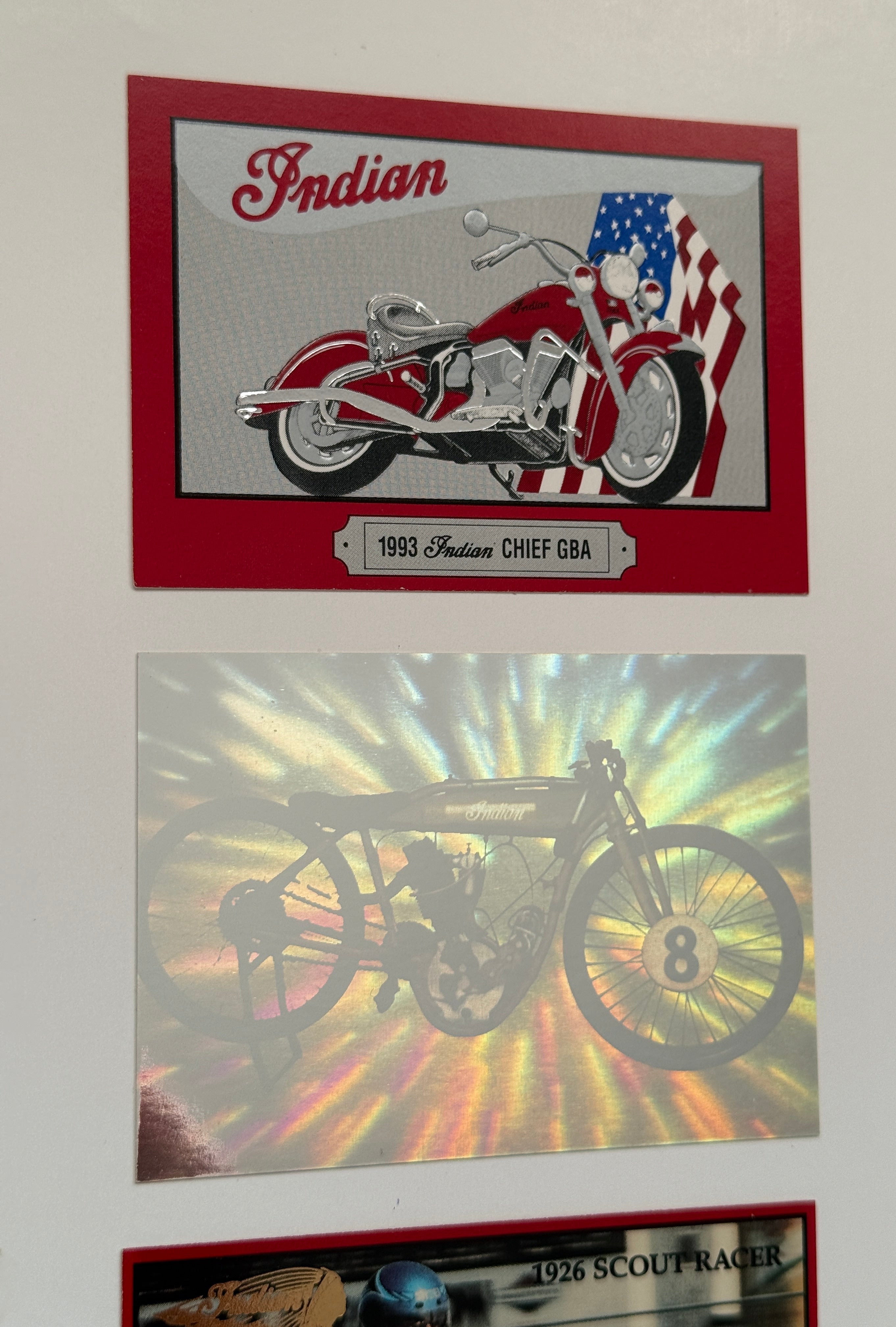 Indian Motorcycle 3 cards rare preview promo-set 1990