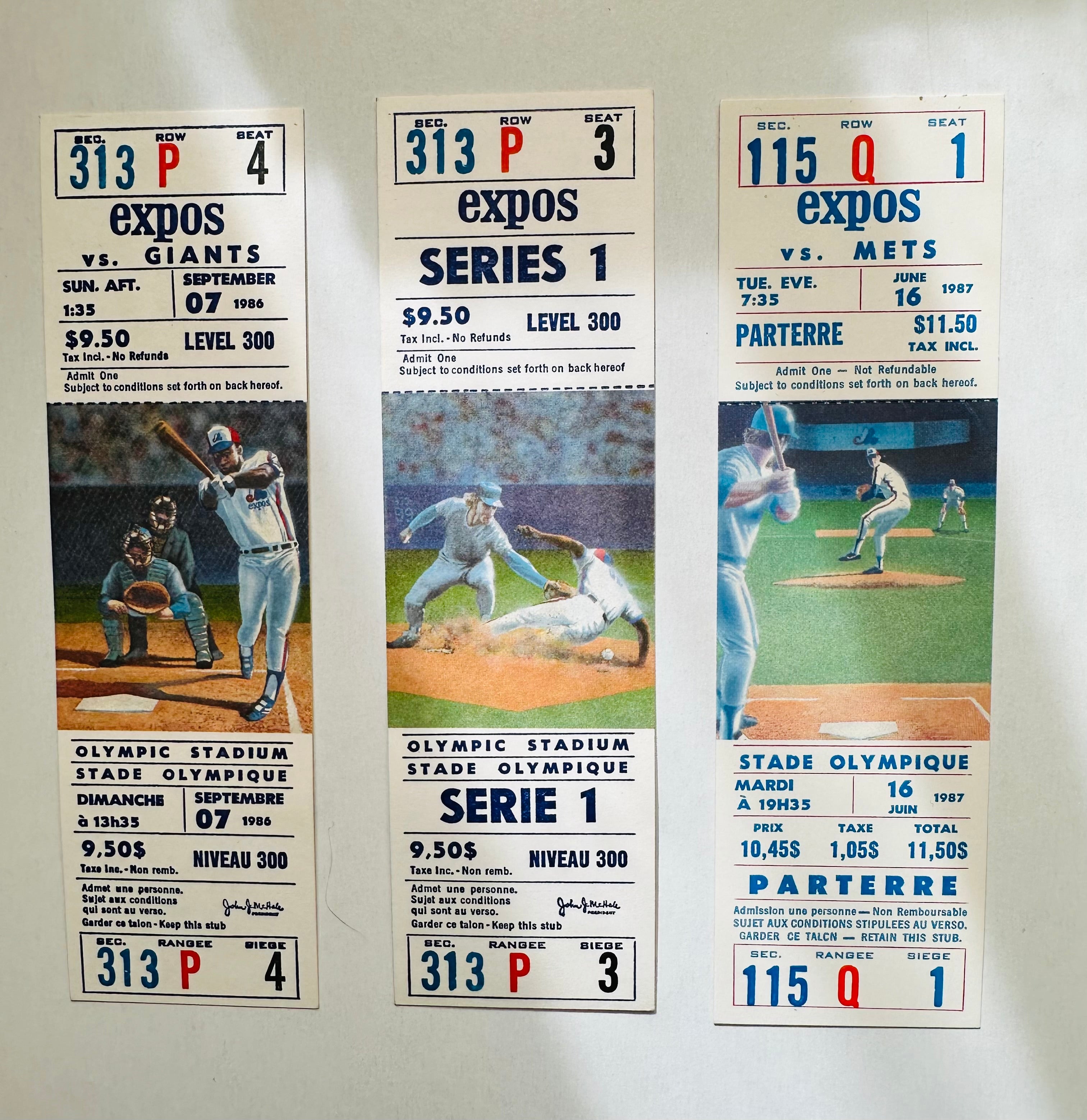 Montreal Expos baseball 3 vintage tickets lot deal 1980s