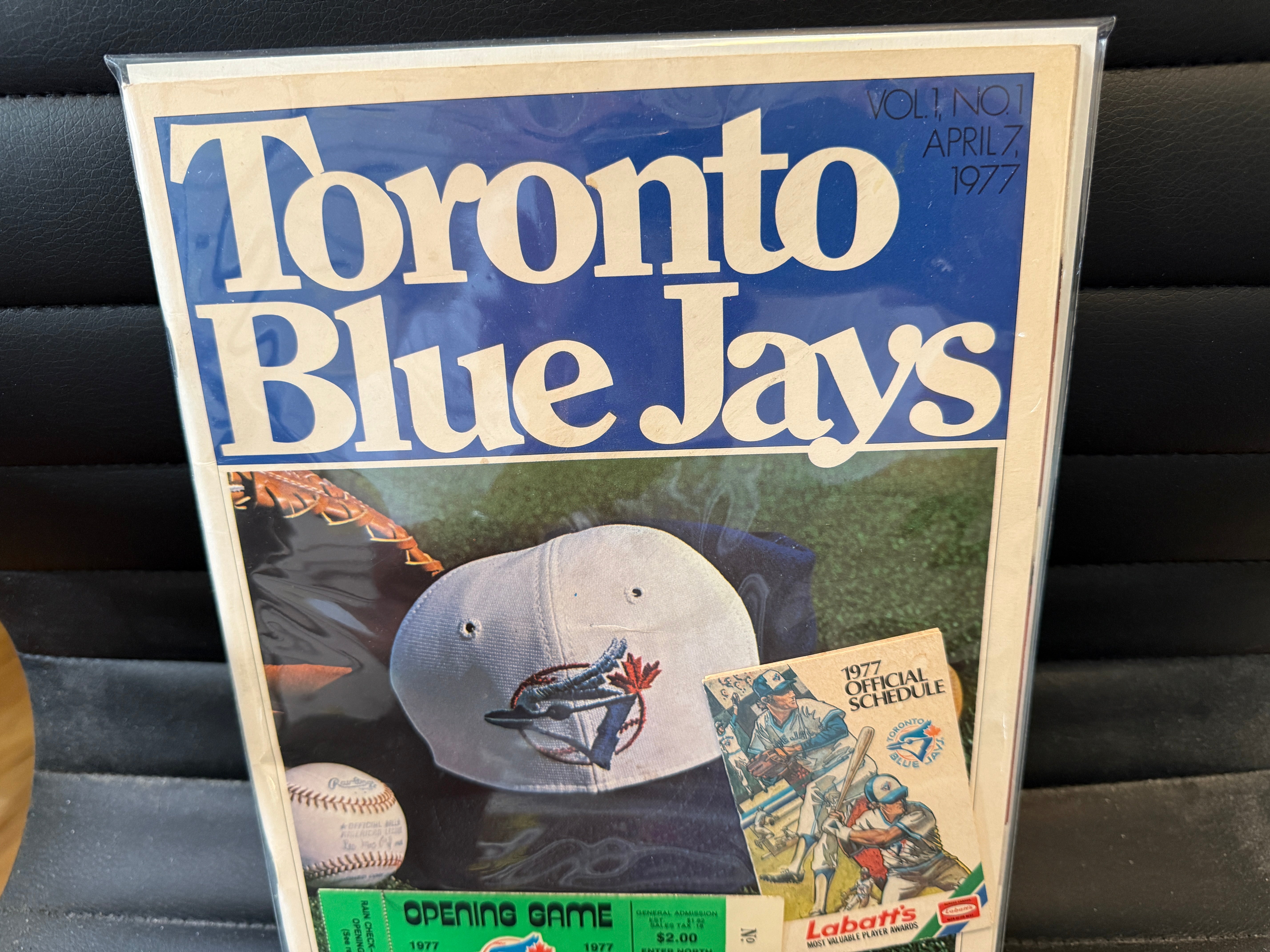 Toronto Blue Jays vintage first game program with first ticket and first year schedule 1977