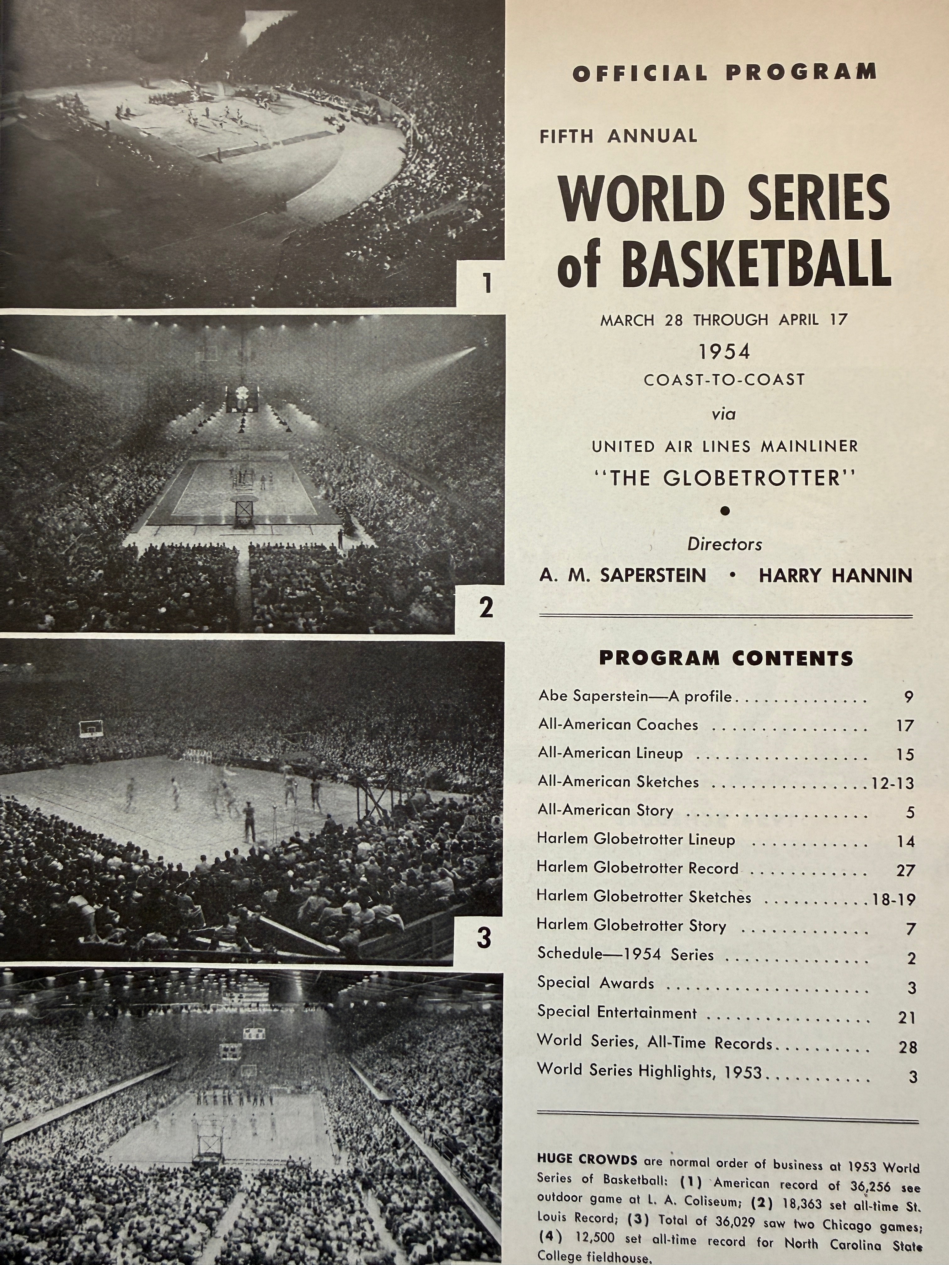World Series of basketball tour program 1954
