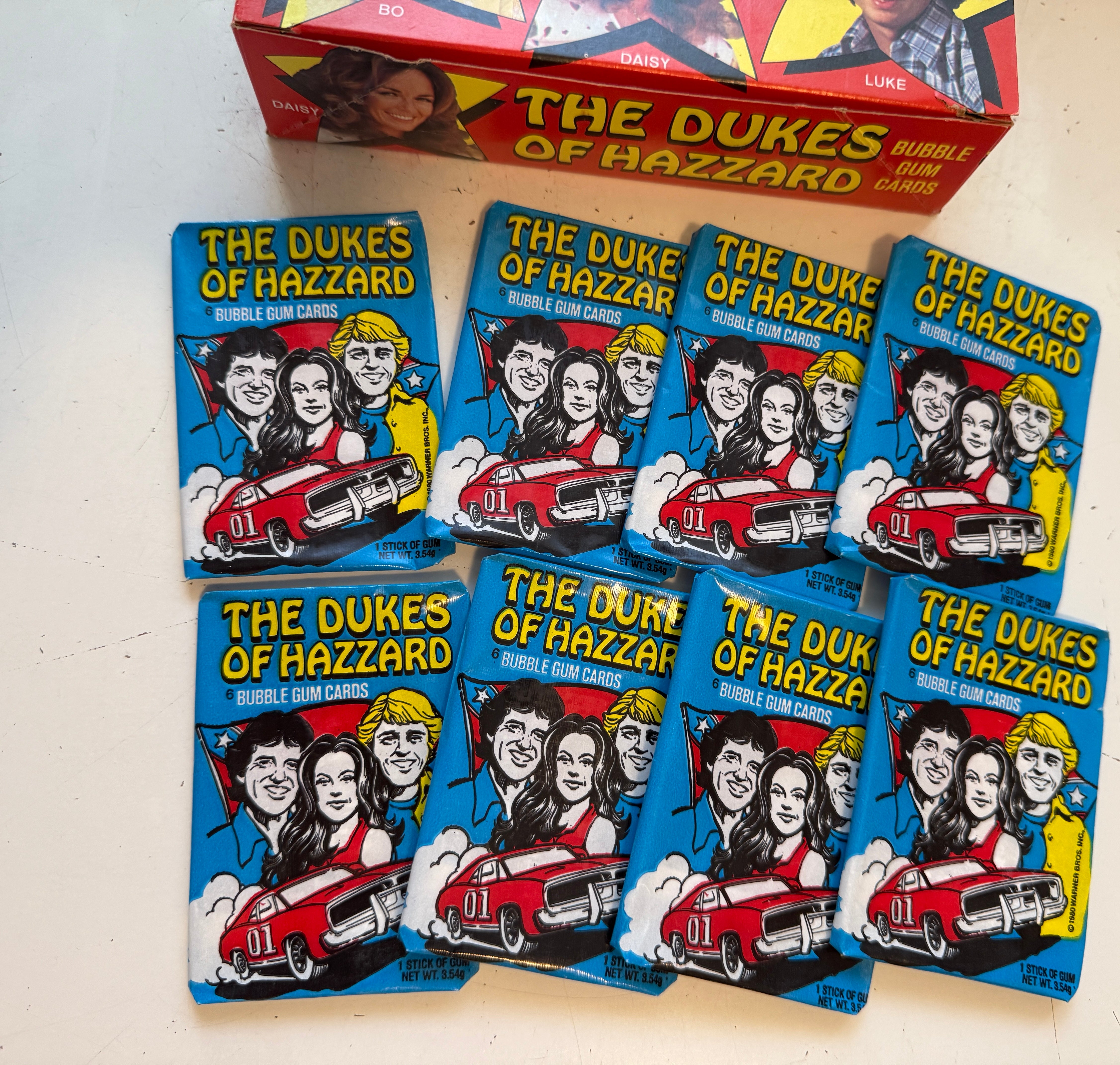 Dukes of Hazzard TV show rare empty display box with 8 wrappers 1980
