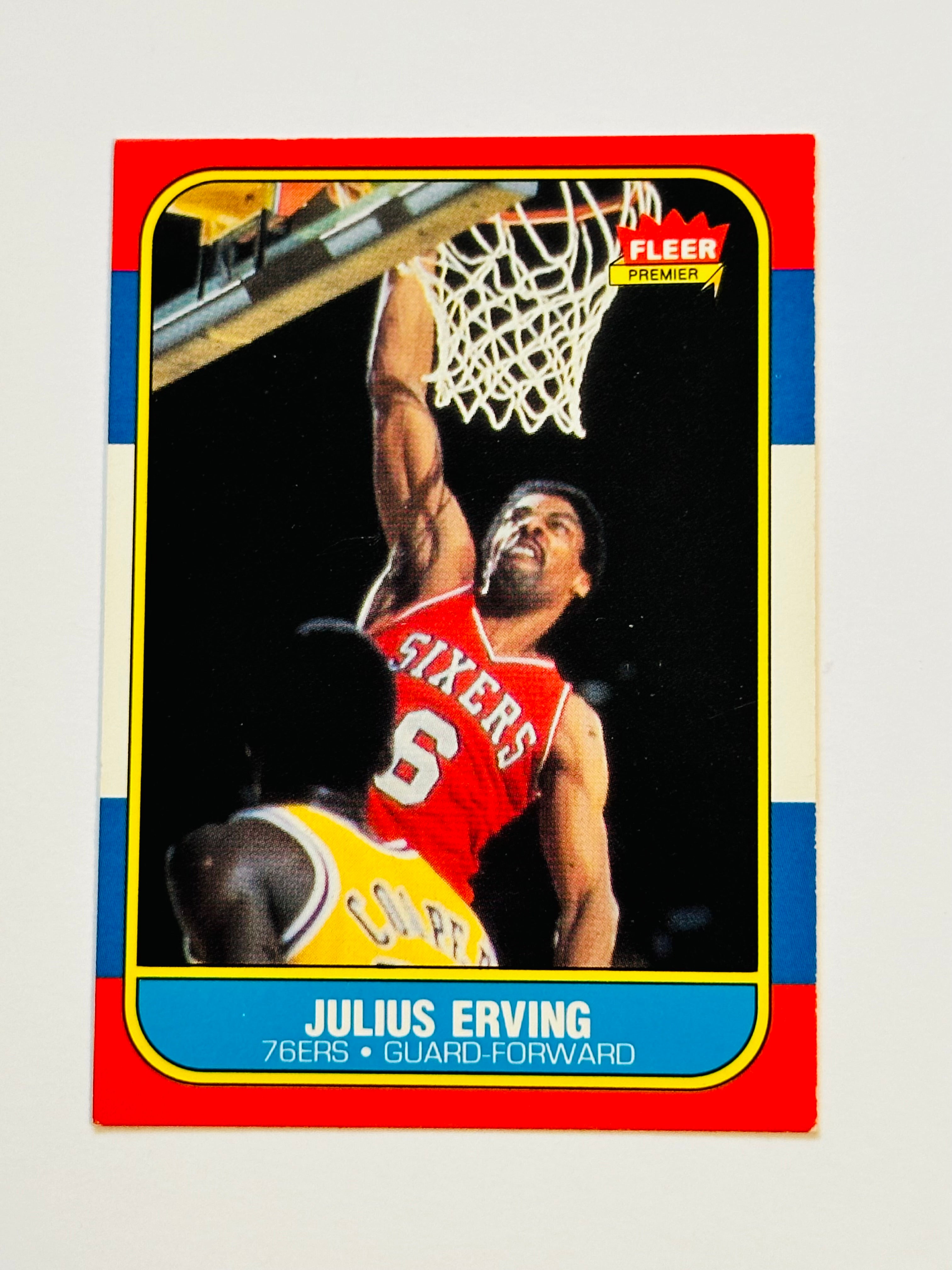 Julius Erving Fleer basketball high grade NM condition card 1986