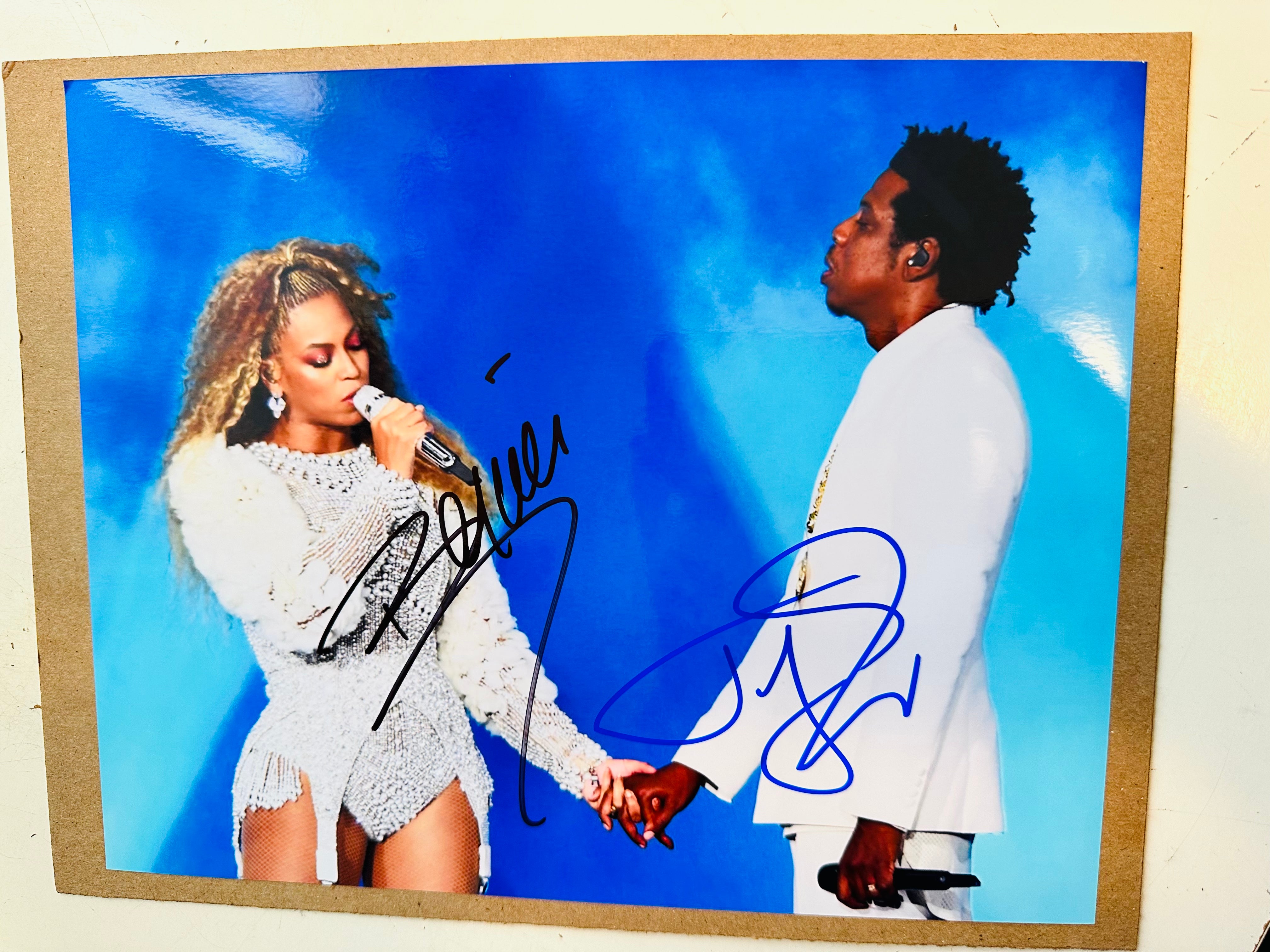 Beyoncé and Jay-Z rare double autograph 8x10 photo with COA