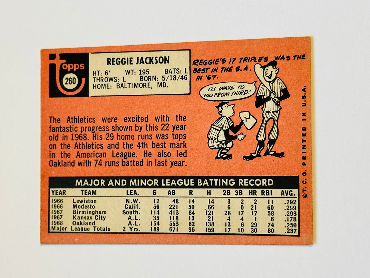 Reggie Jackson Topps ex condition rare rookie baseball card 1969