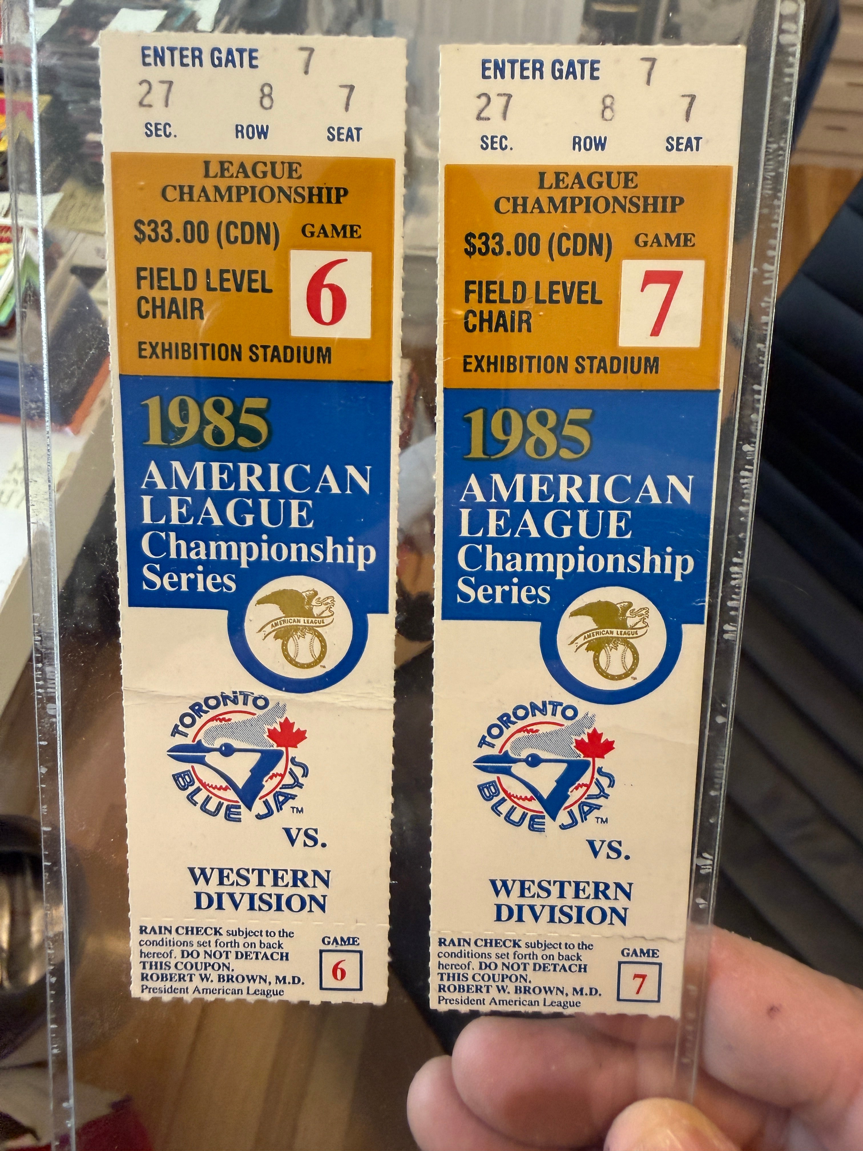 Blue Jays ALC champions game 6/7 tickets 1985