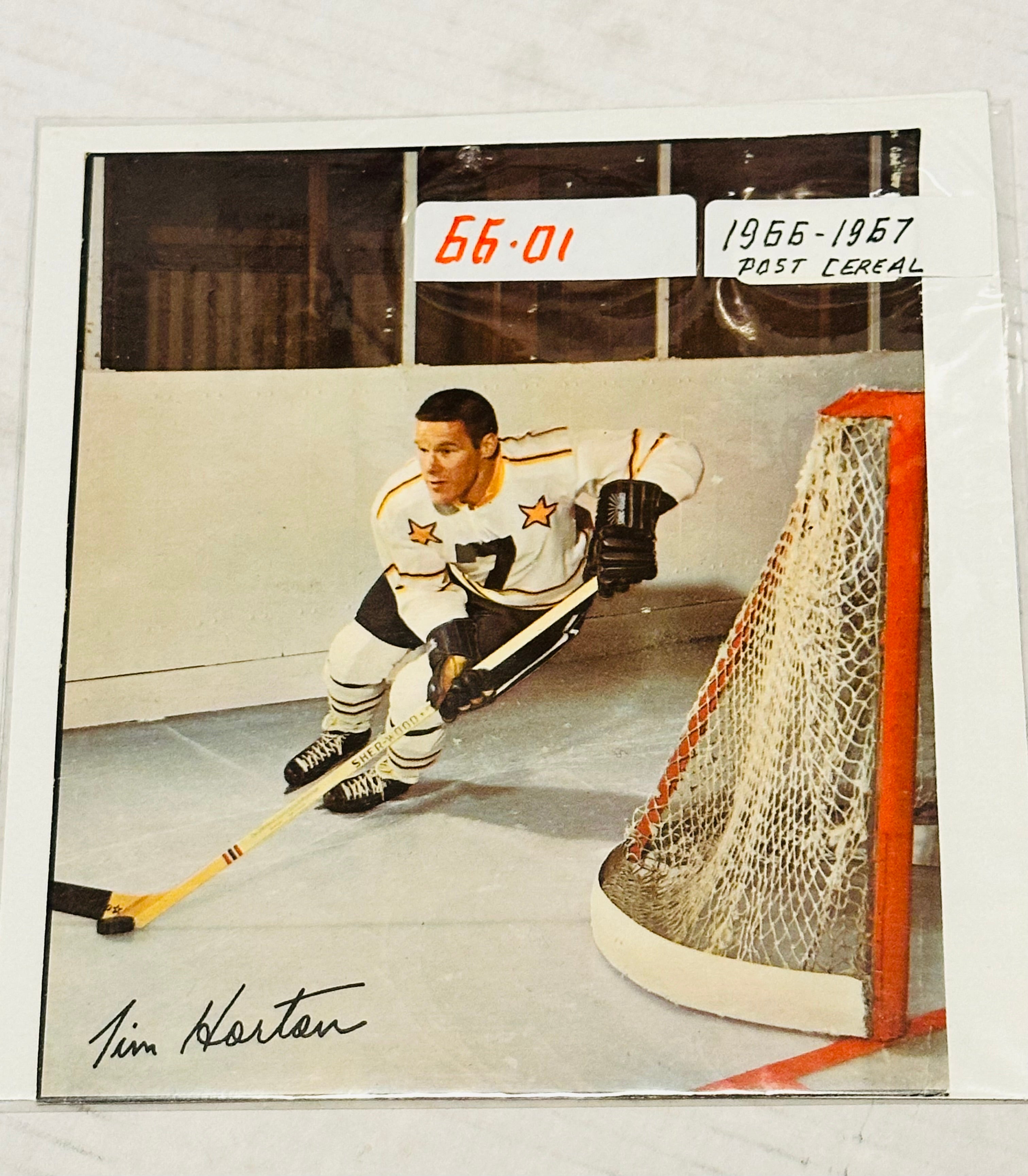 Tim Horton post cereal rare box back hockey card 1966-67