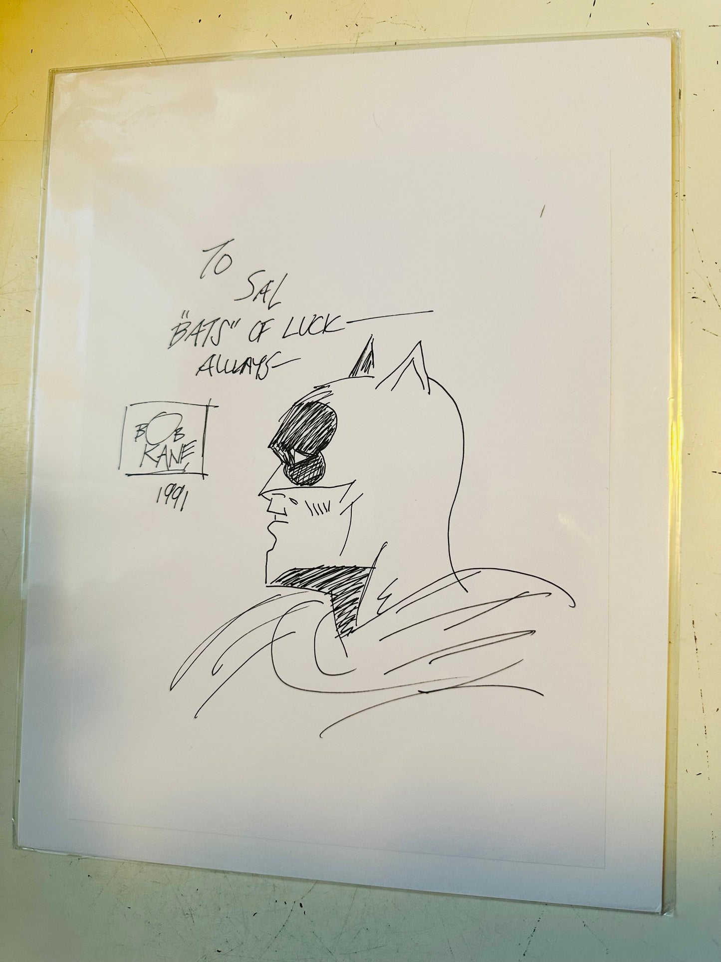 Batman, Bob Kane original sketch autographed Sold with COA