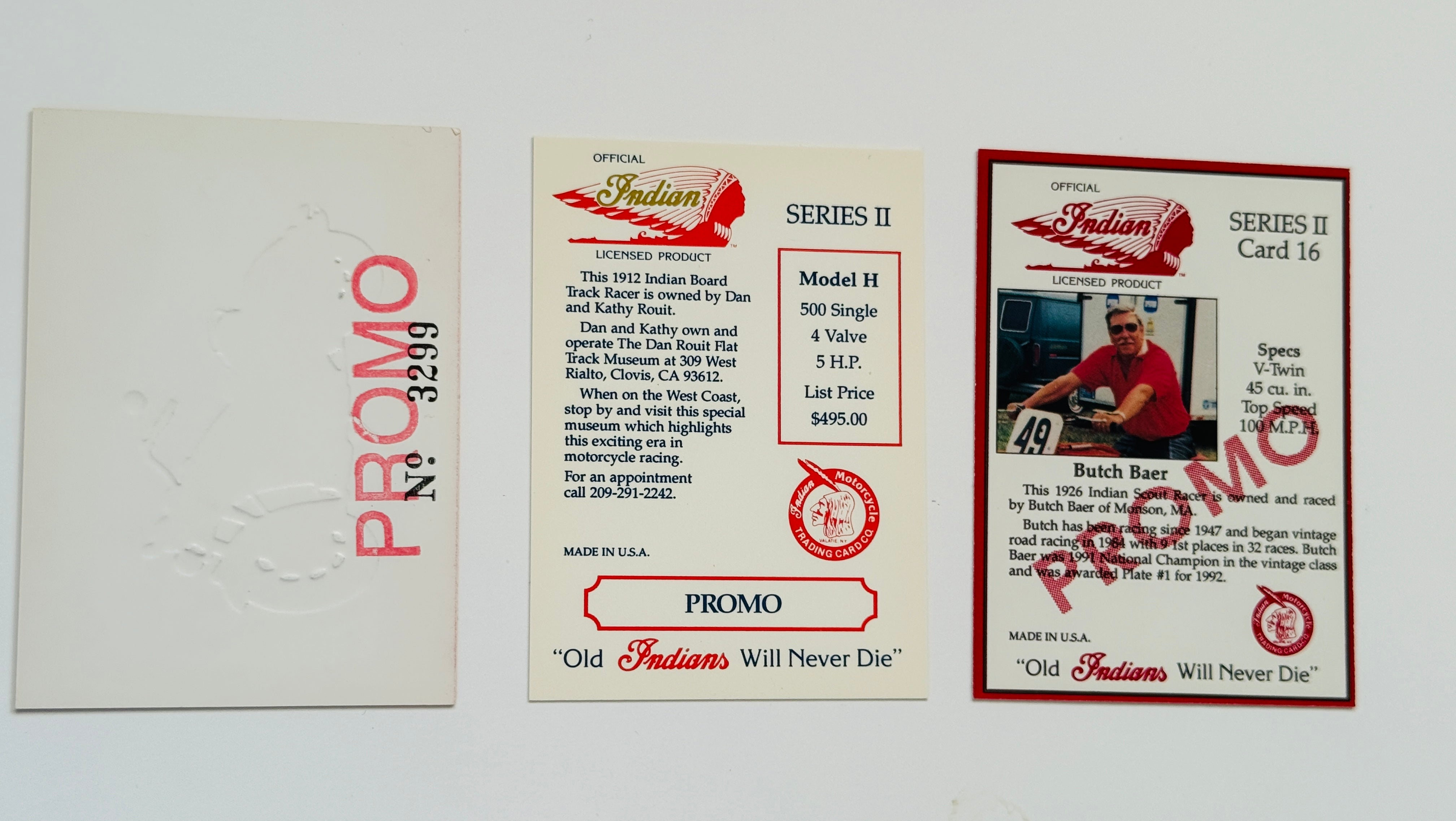 Indian Motorcycle 3 cards rare preview promo-set 1990