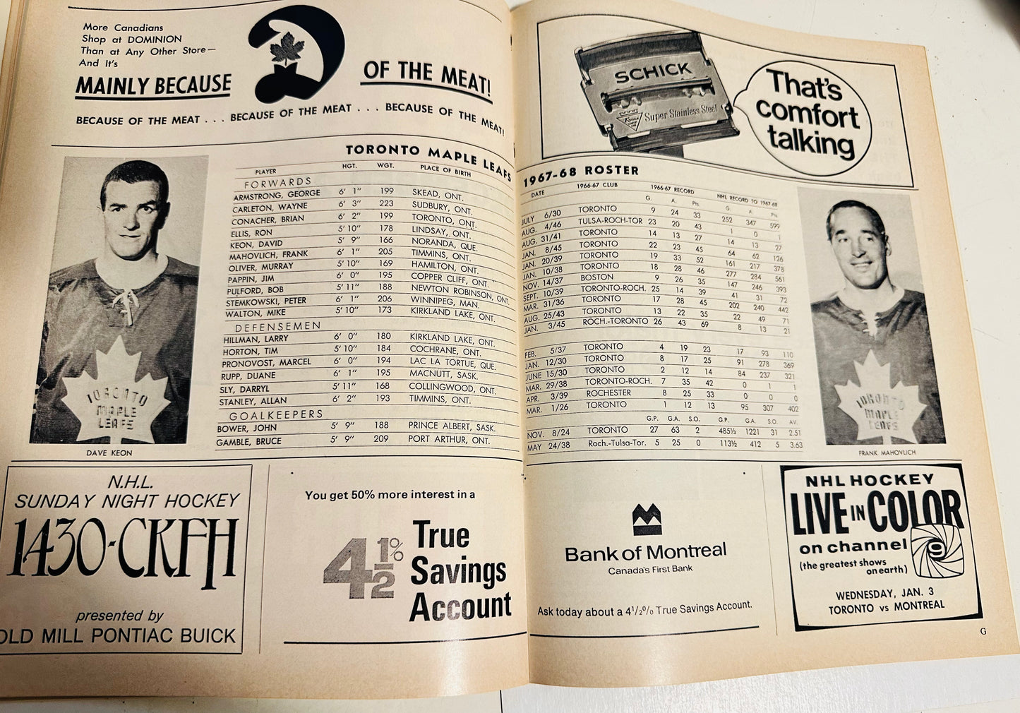 Maple Leafs Gardens Program December 27, 1967-68